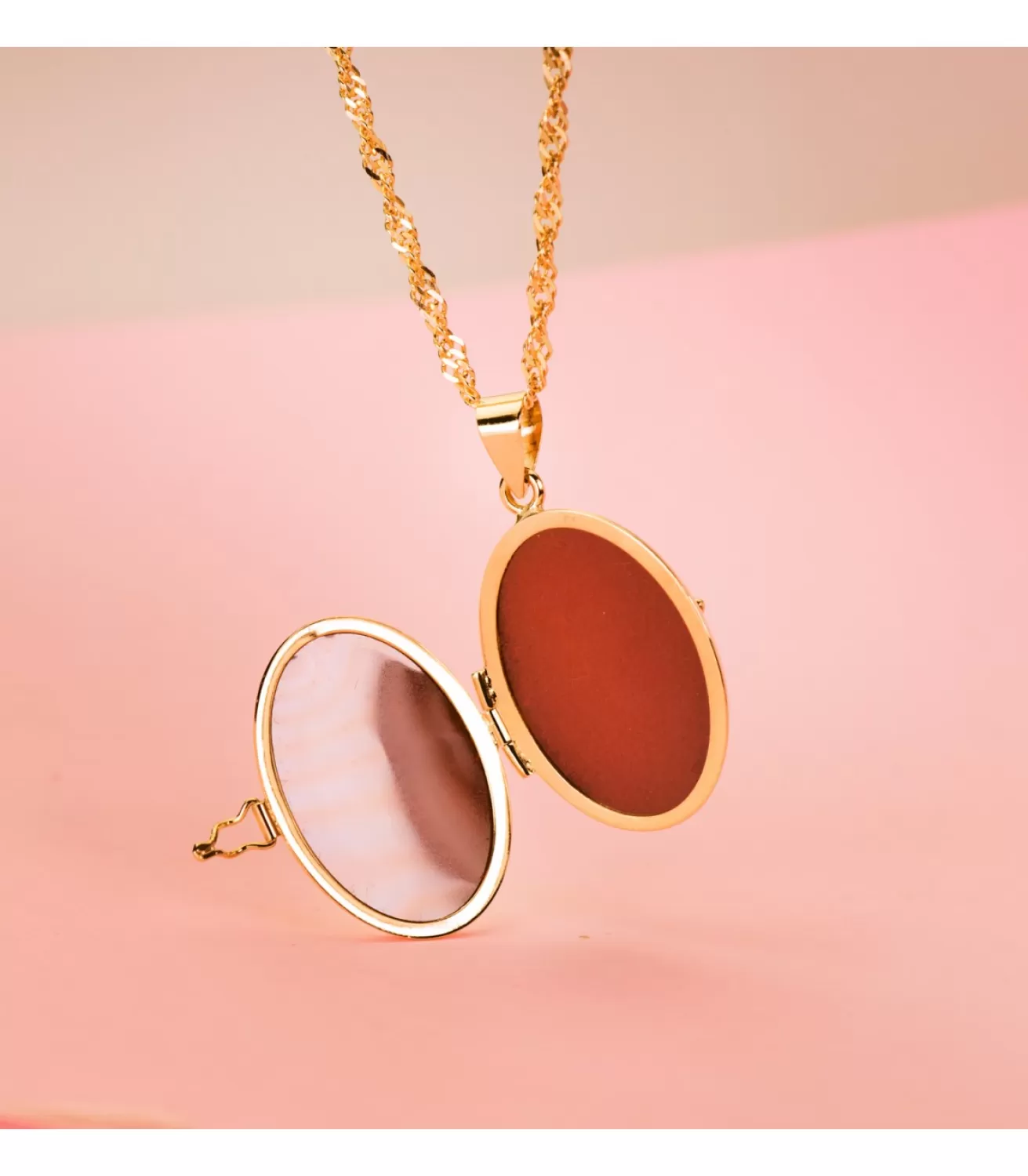Guardapelo Portafotos Liso Oval Oro 18 K 25 Mm<Alda Joyeros New