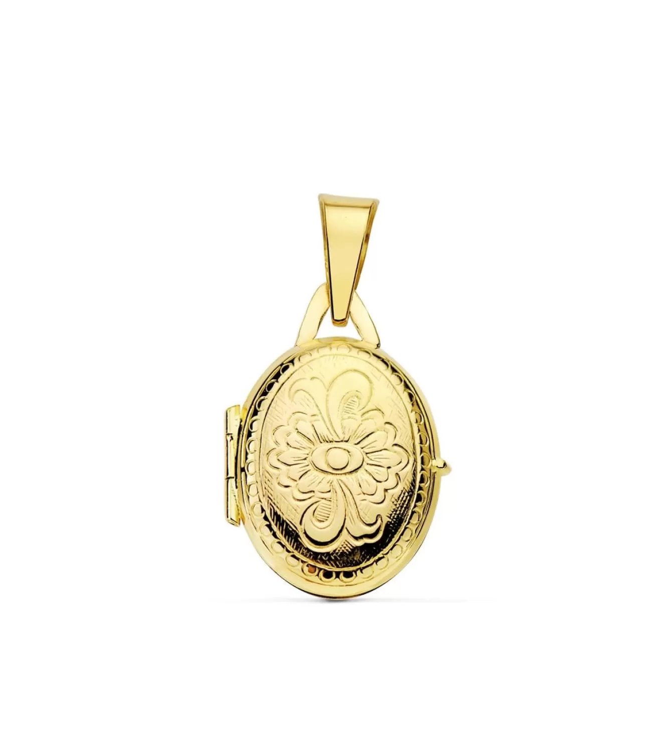 Guardapelo Portafotos Oval Tallado Oro Amarillo 18 K 18 Mm<Alda Joyeros Discount