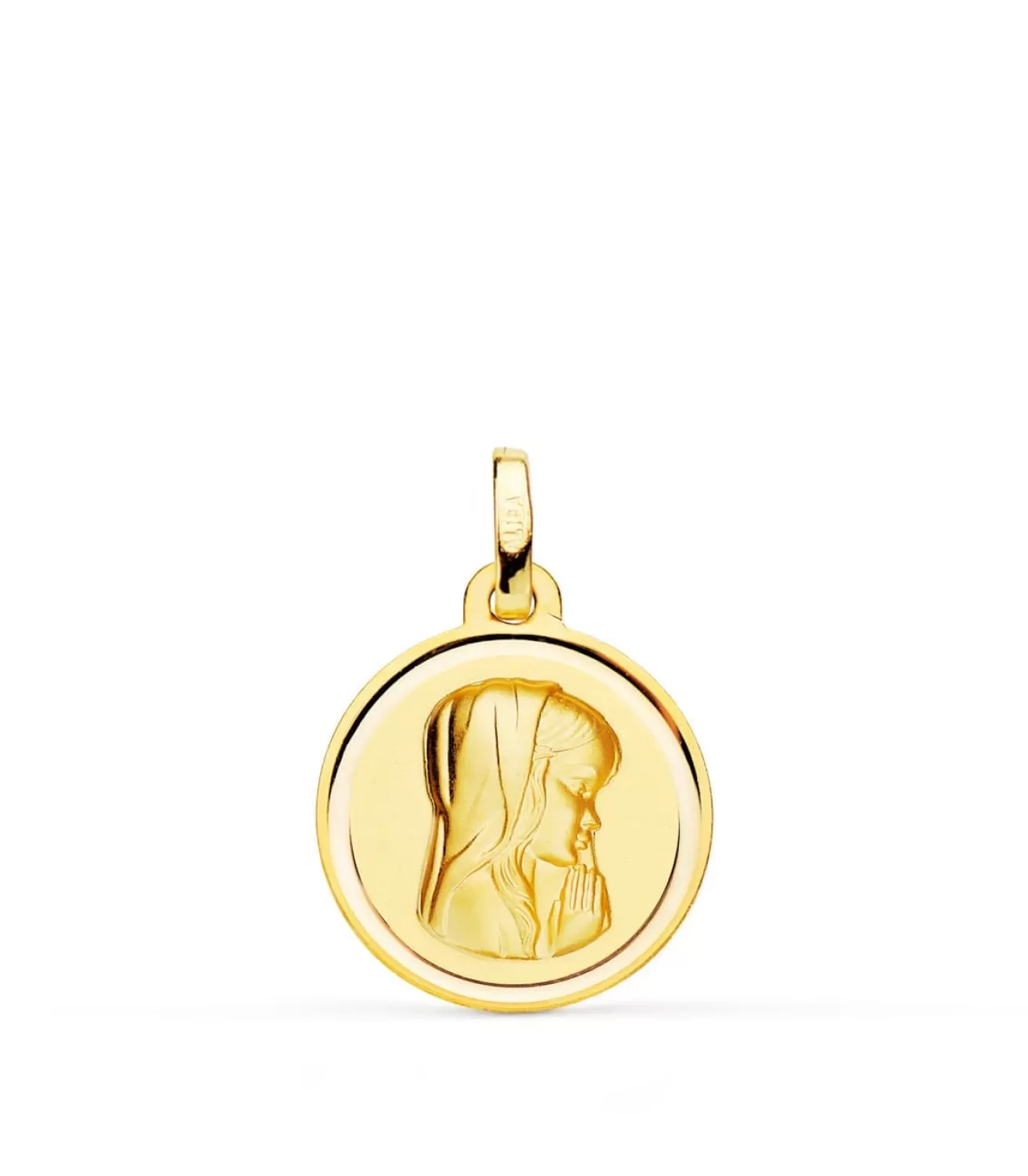 Medalla 18Kt 16Mm Virgen Niña Rezando Bisel<Alda Joyeros Clearance
