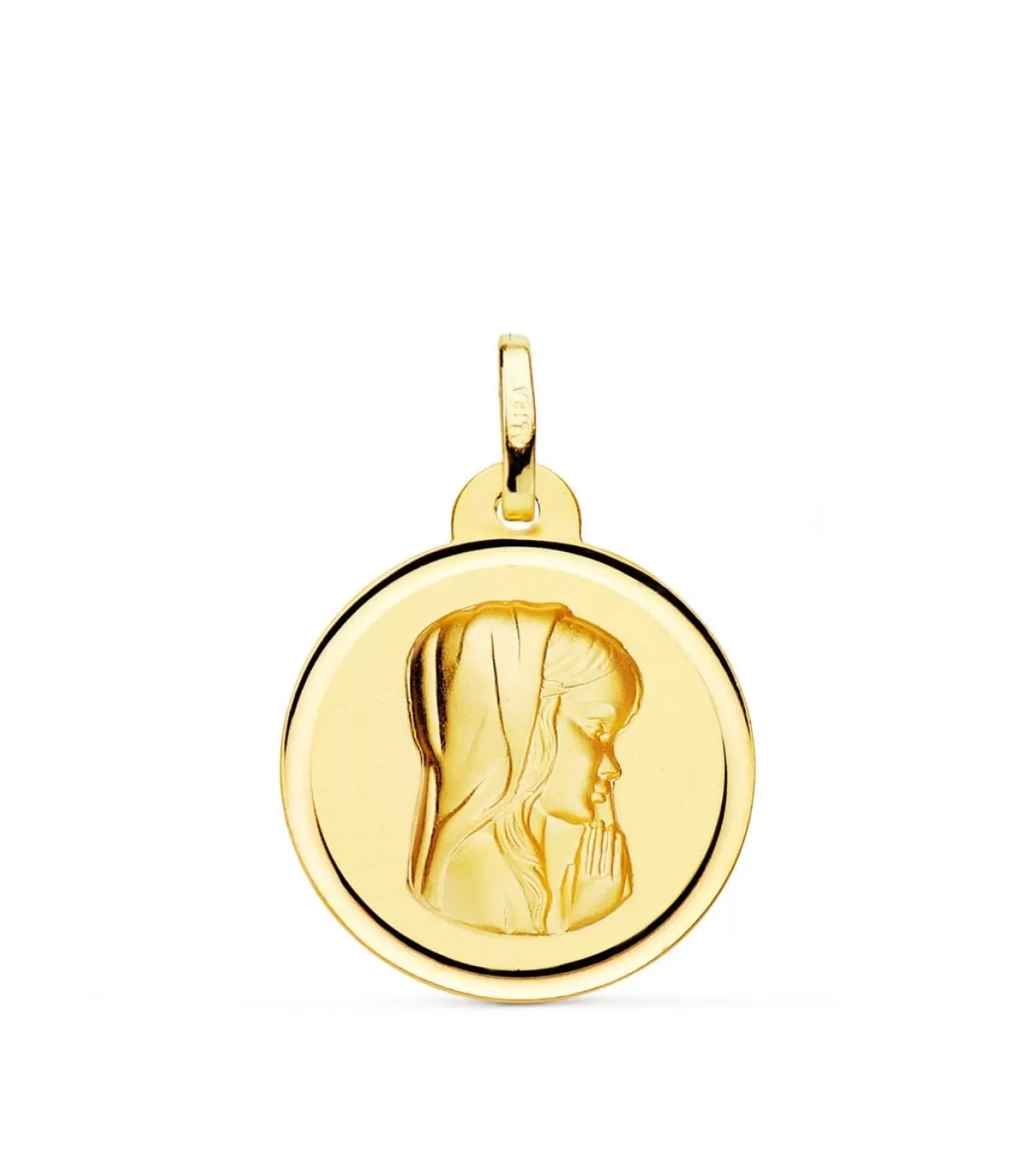 Medalla 18Kt 20Mm Virgen Niña Rezando Bisel<Alda Joyeros Cheap
