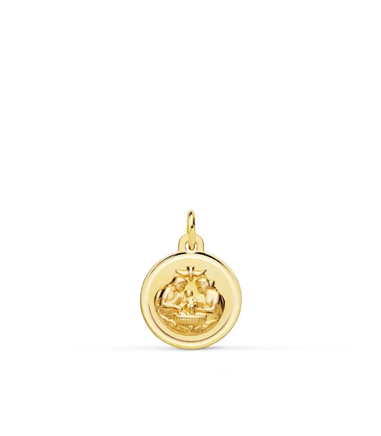 Medalla Bautismo Cristiano Oro 18K 12Mm Bisel<Alda Joyeros Best Sale