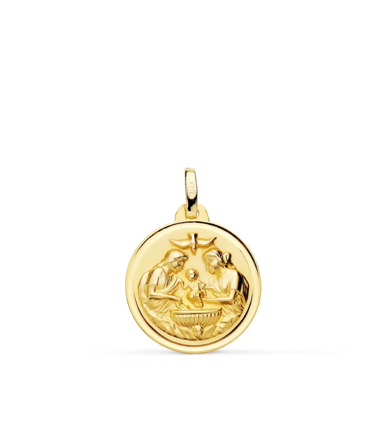 Medalla Bautismo Cristiano Oro 18K 18Mm Bisel<Alda Joyeros Store