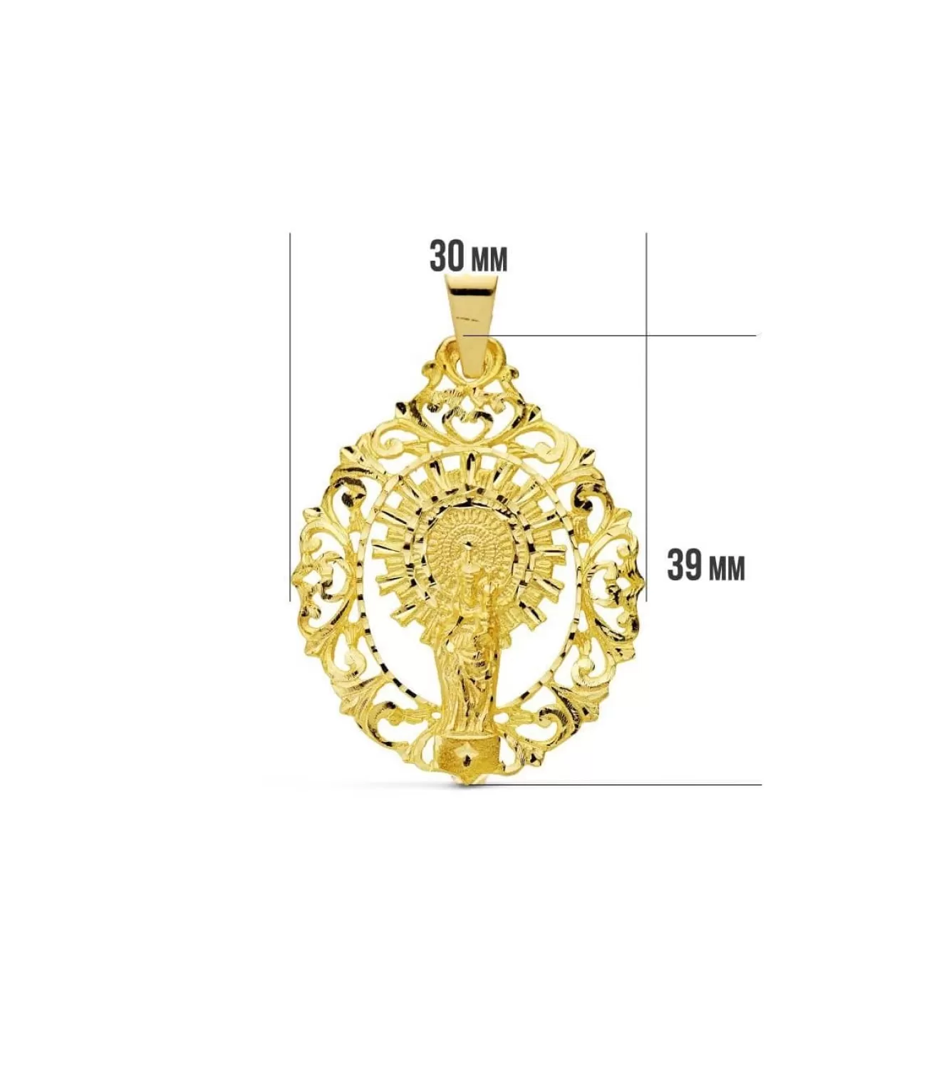 Medalla Calada Virgen Del Pilar 18 Ktes 40Mm<Alda Joyeros Best