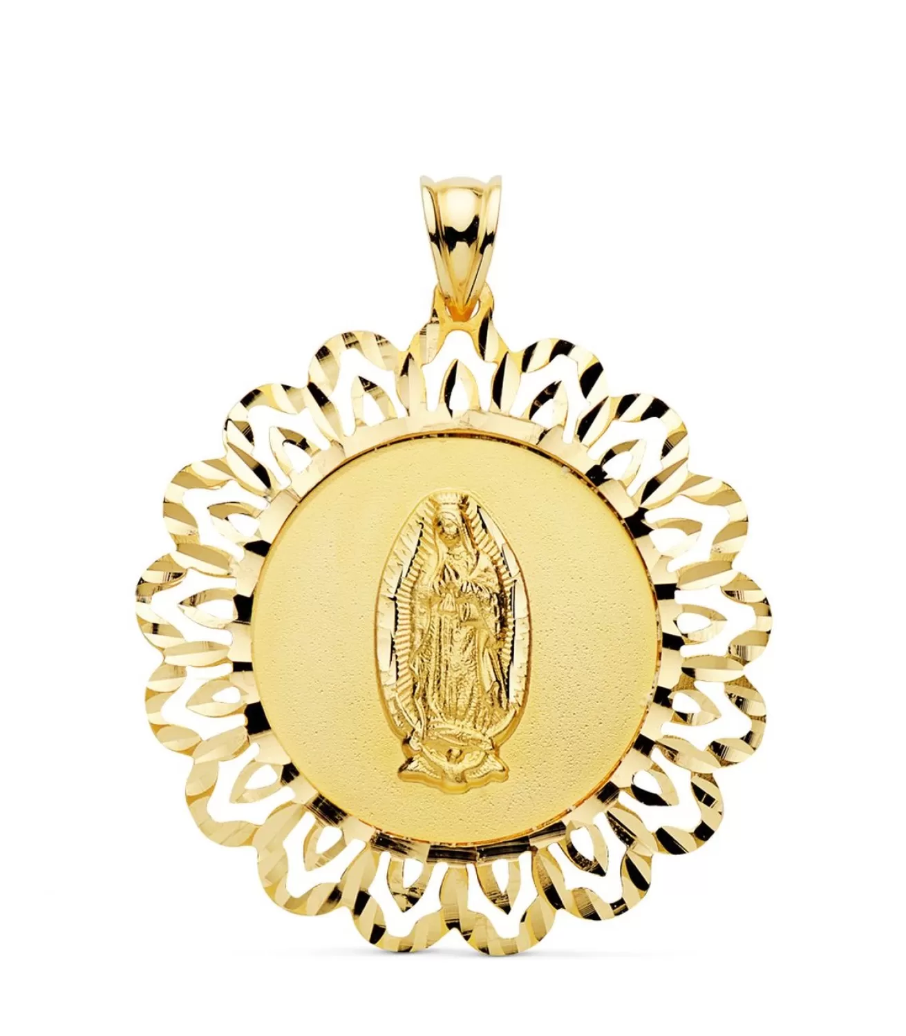 Medalla Cerco Virgen De Guadalupe Mexico 18K 34Mm<Alda Joyeros Cheap