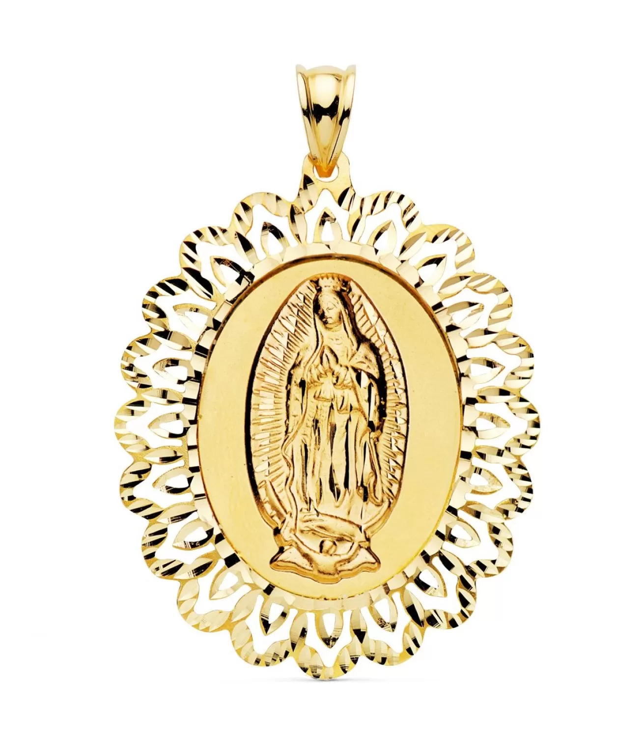 Medalla Cerco Virgen De Guadalupe Mexico 18K 42Mm<Alda Joyeros Online