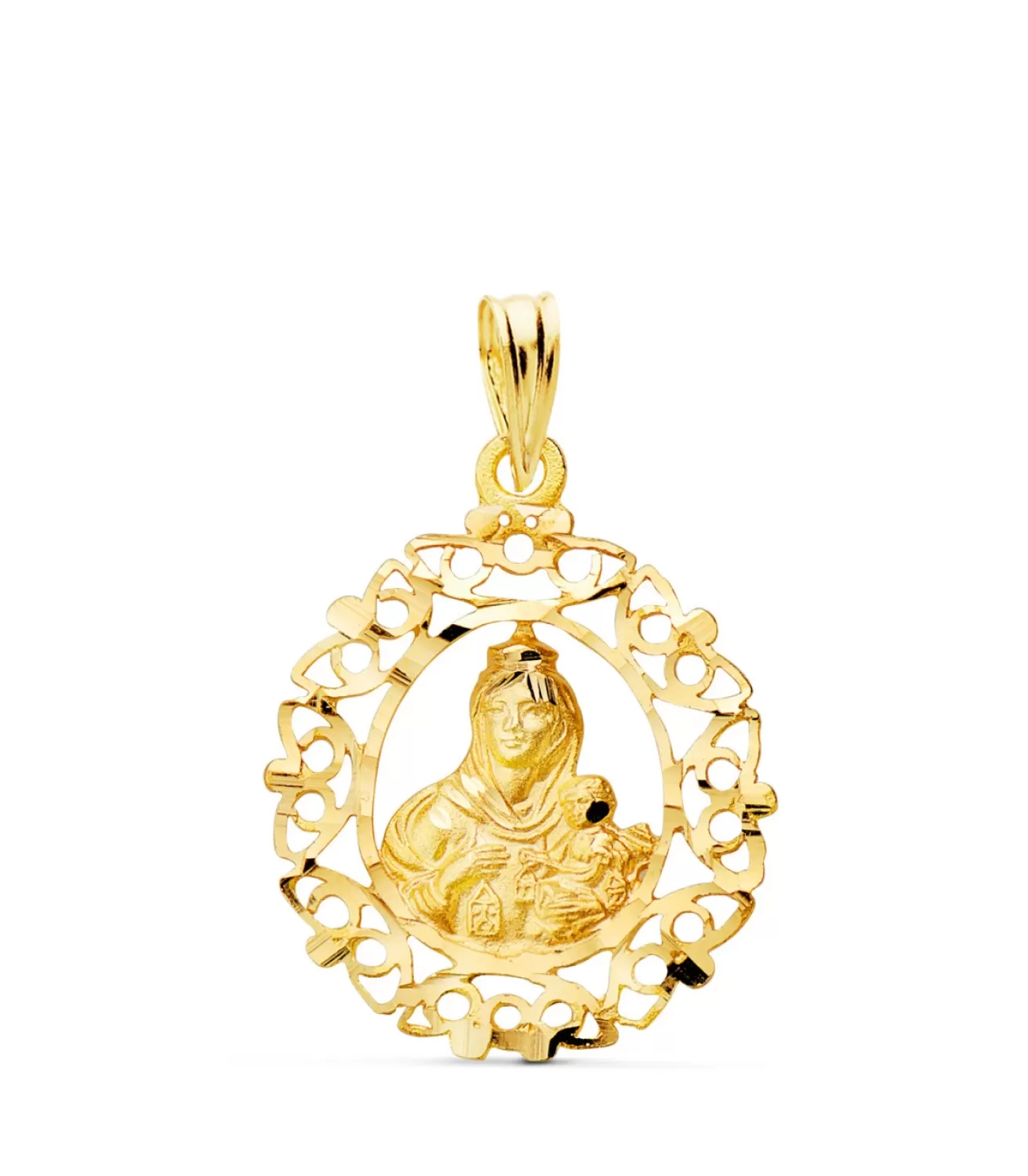 Medalla Cerco Virgen Del Carmen Oro 18K 25Mm<Alda Joyeros Store