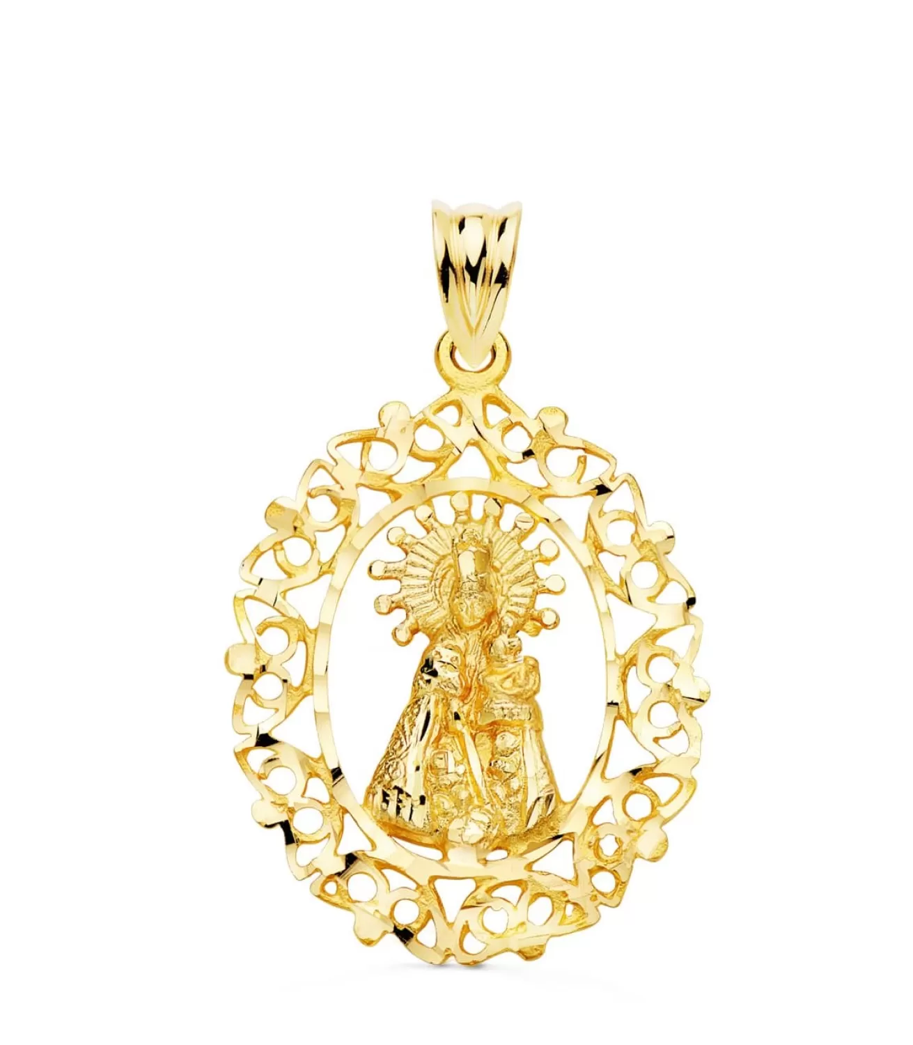 Medalla Cerco Virgen Desamparados 18K 28Mm<Alda Joyeros Best Sale