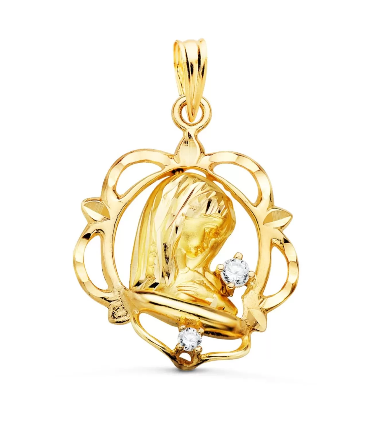 Medalla Cerco Virgen Niña Oro Amarillo 9K 21Mm<Alda Joyeros Clearance