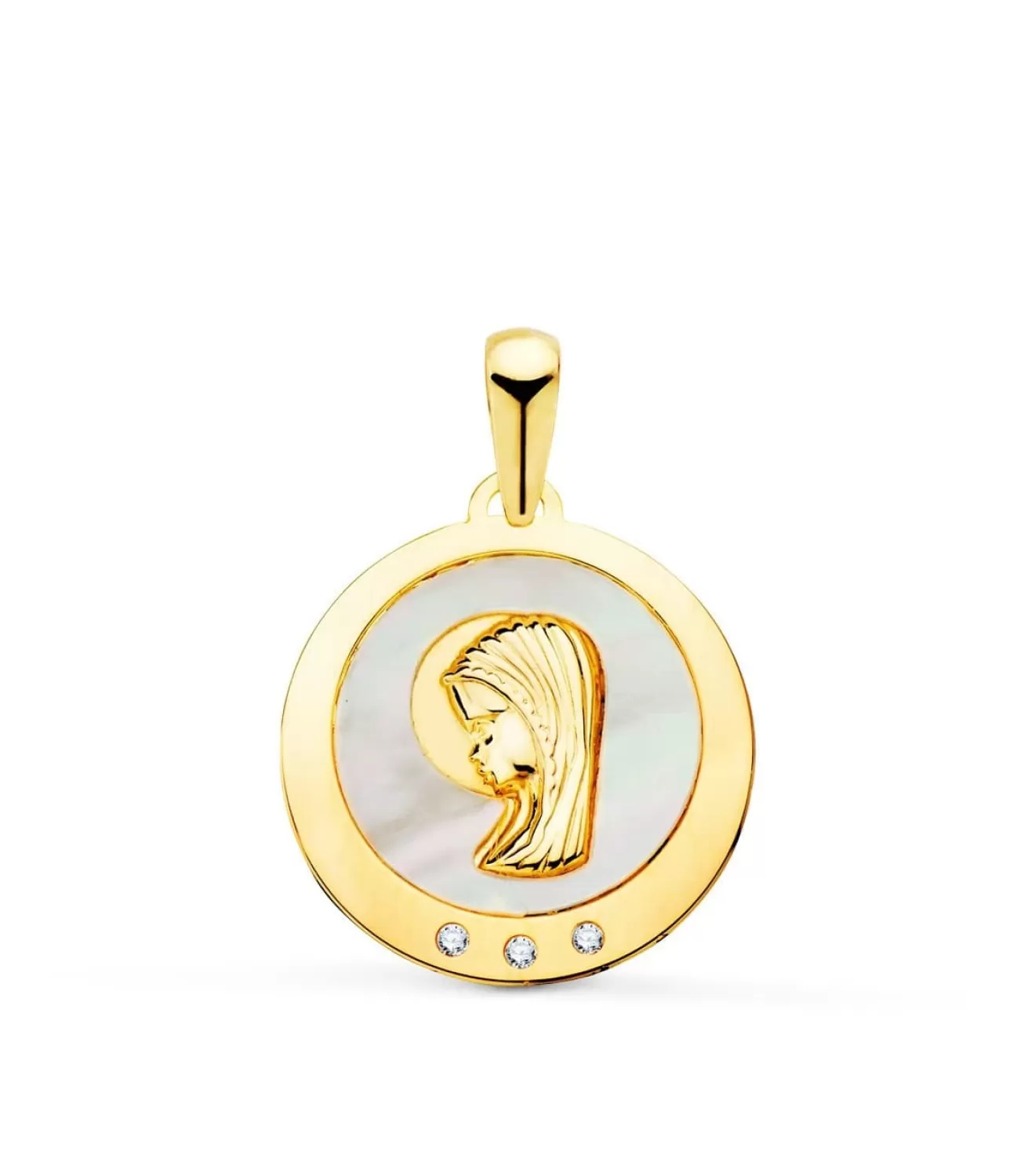 Medalla Comunion Oro 18K Virgen Niña Nacar<Alda Joyeros Fashion