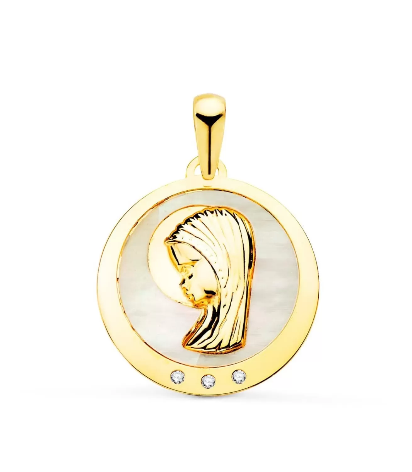 Medalla Comunion Oro 18K Virgen Niña Nacar 19Mm<Alda Joyeros Discount