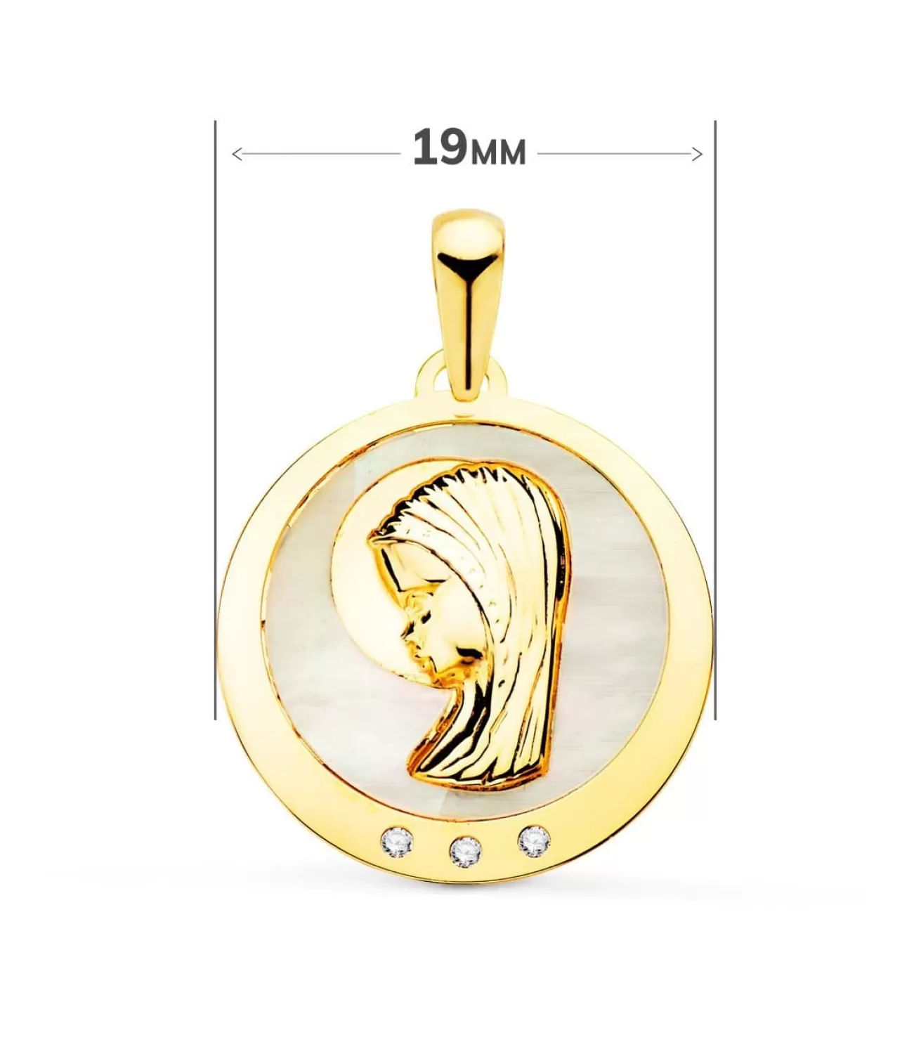 Medalla Comunion Oro 18K Virgen Niña Nacar 19Mm<Alda Joyeros Discount