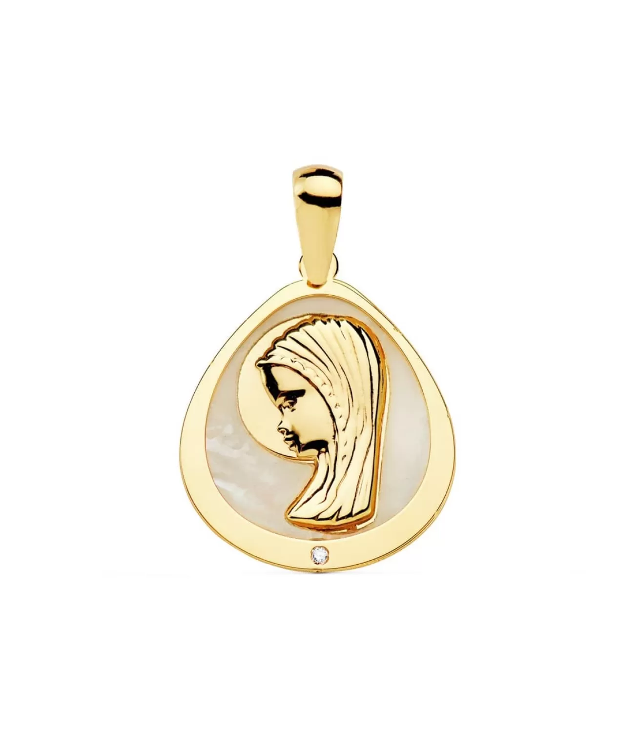 Medalla Comunion Oro 18K Virgen Niña Nacar Gota<Alda Joyeros Cheap