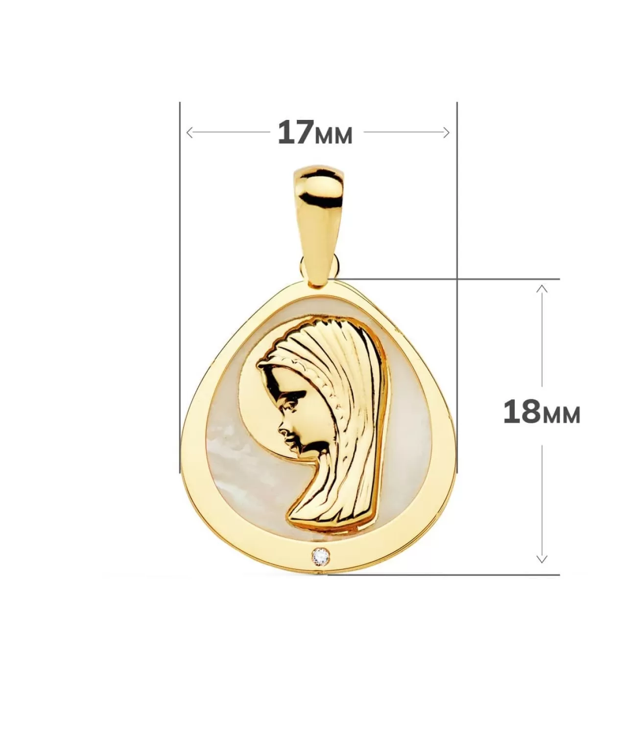 Medalla Comunion Oro 18K Virgen Niña Nacar Gota<Alda Joyeros Cheap