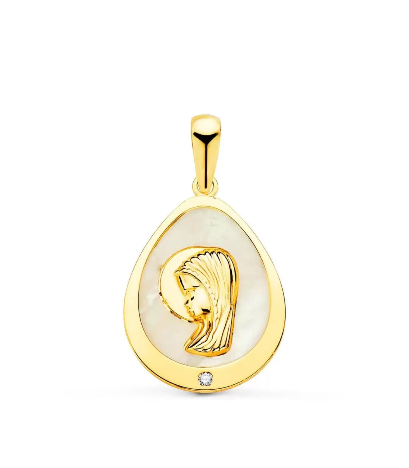 Medalla Comunion Oro 18K Virgen Niña Nacar Lagrima<Alda Joyeros Fashion