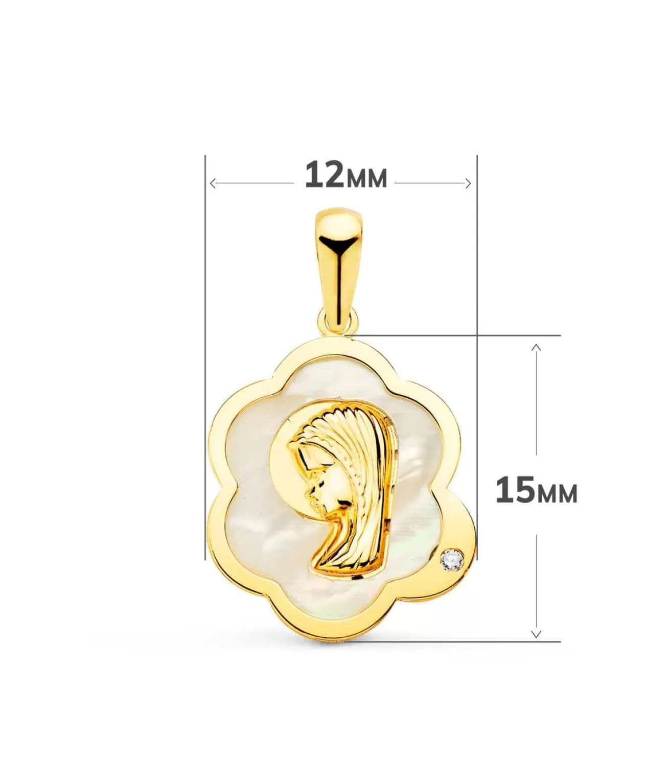 Medalla Comunion Oro 18K Virgen Niña Nacar Nube<Alda Joyeros Shop
