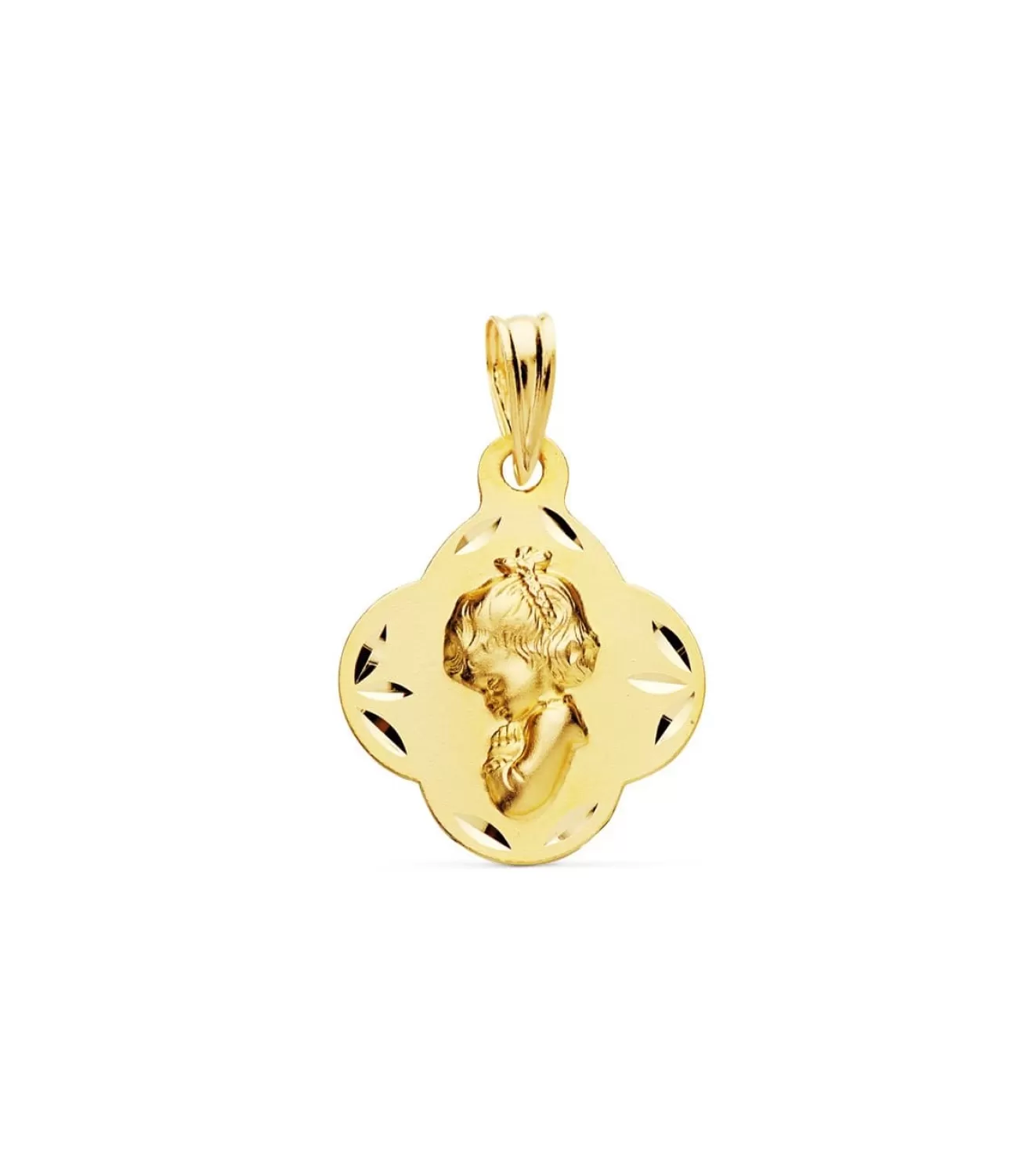 Medalla Comunion Virgen Niña Oro Amarillo 18K 19 Mm<Alda Joyeros Outlet