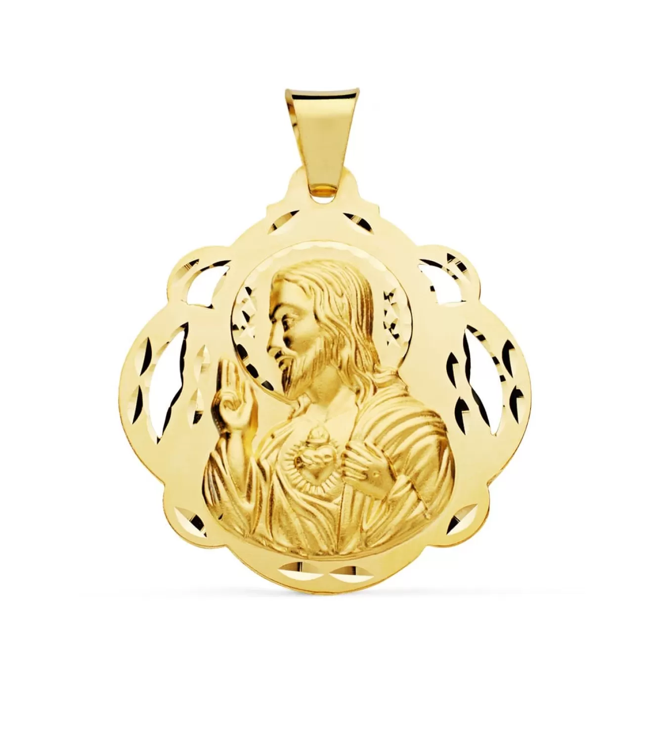 Medalla Corazon De Jesus Oro 18 K 42 Mm Pandereta<Alda Joyeros Hot