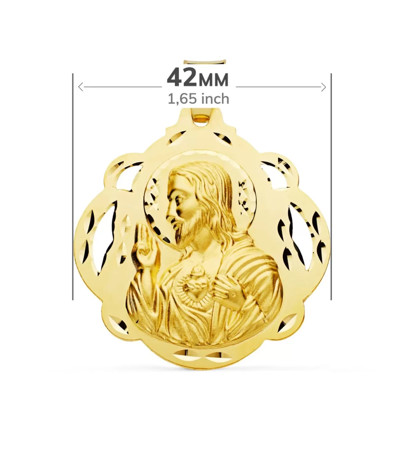 Medalla Corazon De Jesus Oro 18 K 42 Mm Pandereta<Alda Joyeros Hot