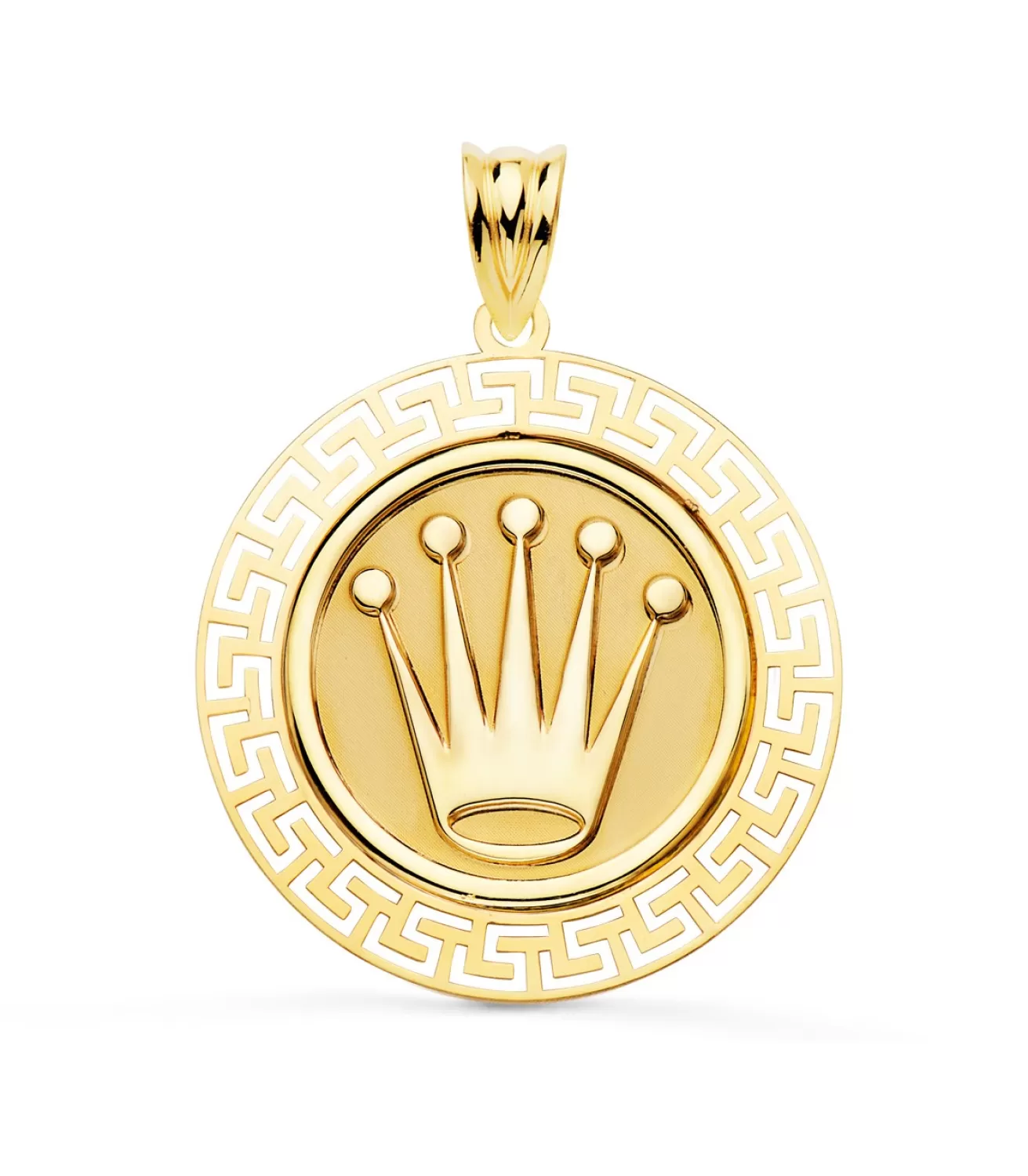 Medalla Corona Oro Amarillo 18K 27 Mm Greca<Alda Joyeros Hot