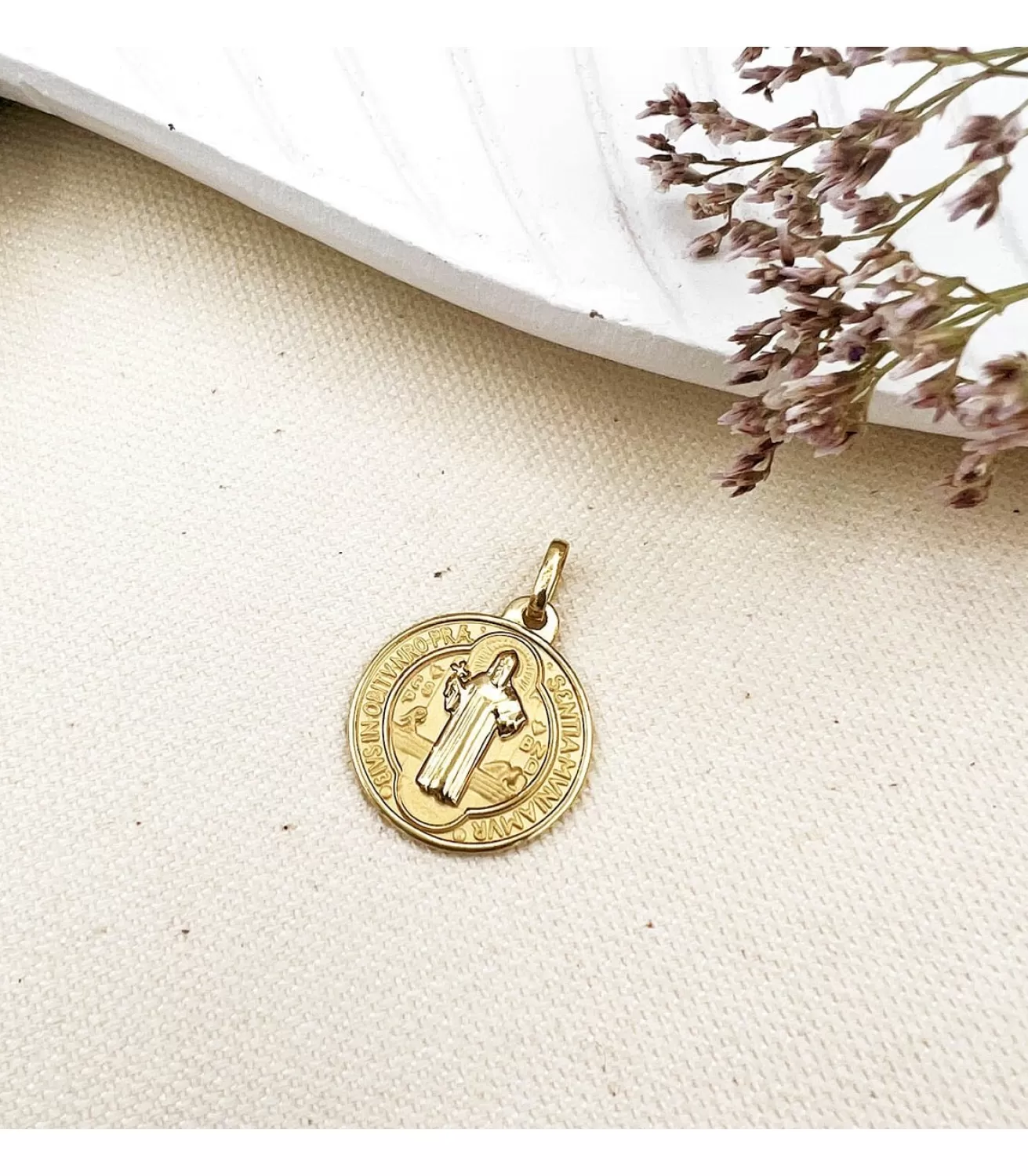 Medalla De San Benito Oro 18K Mate Y Brillo 20Mm<Alda Joyeros Store