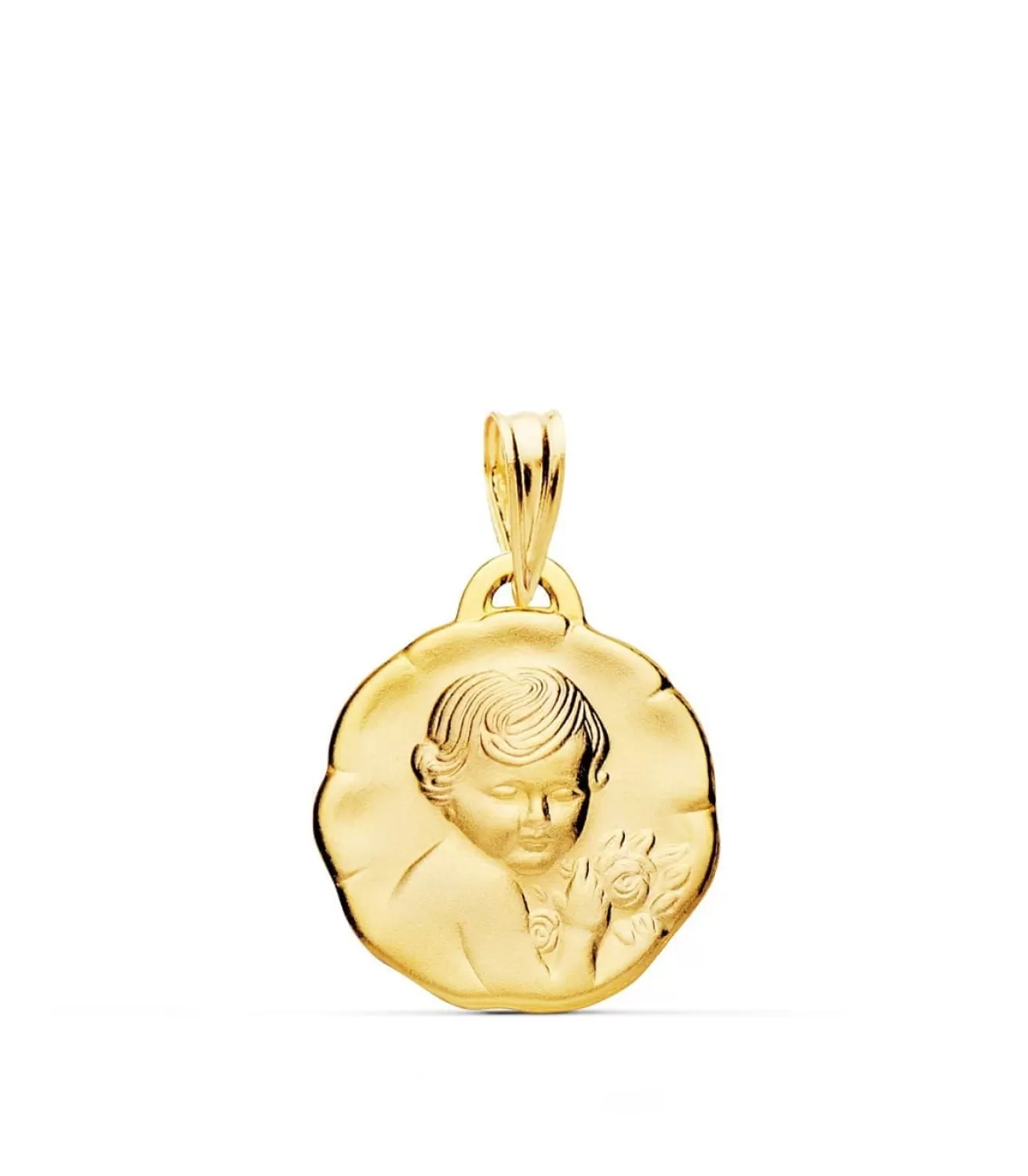 Medalla Dulce Nino De La Flor Oro 18K 15Mm<Alda Joyeros Shop