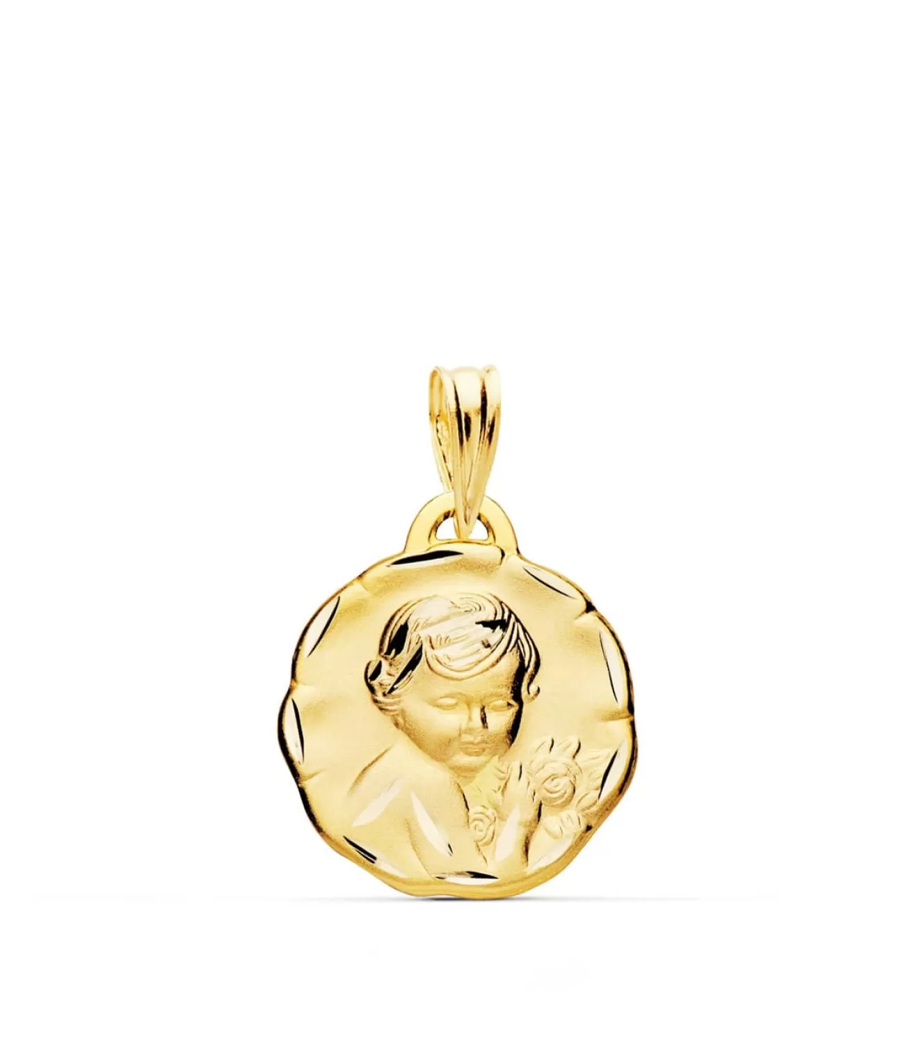Medalla Dulce Nino De La Flor Oro 18K 15Mm Tallada<Alda Joyeros Fashion