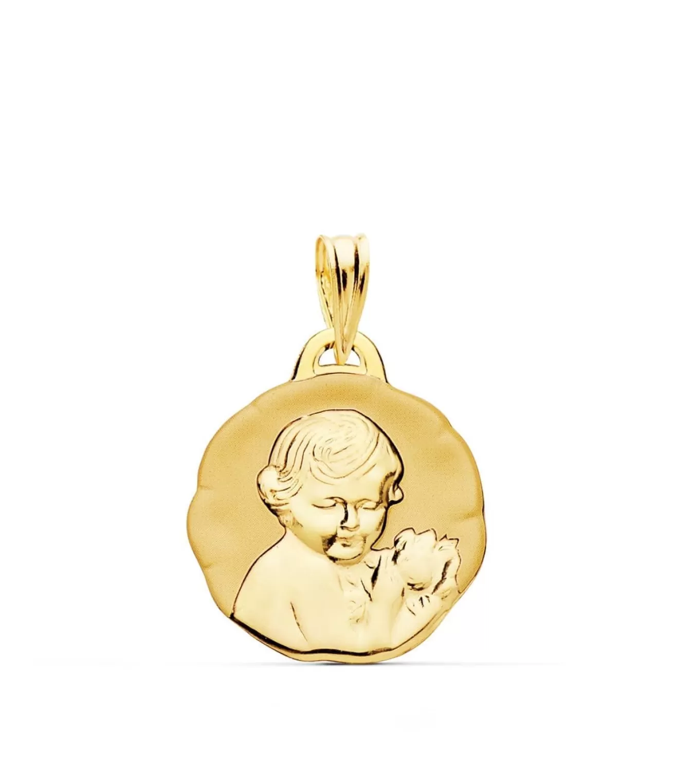 Medalla Dulce Nino De La Flor Oro 18K 17Mm Brillo<Alda Joyeros Shop