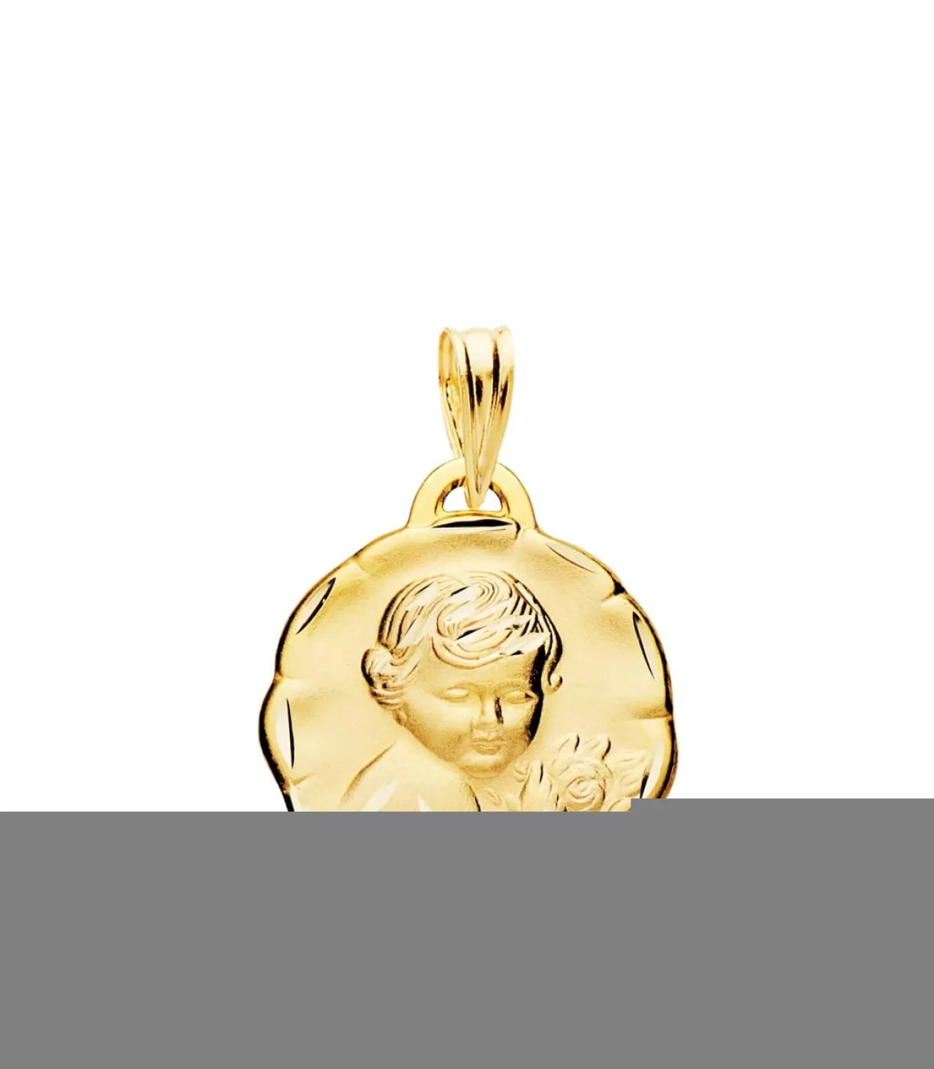 Medalla Dulce Nino De La Flor Oro 18K 17Mm Tallada<Alda Joyeros Fashion