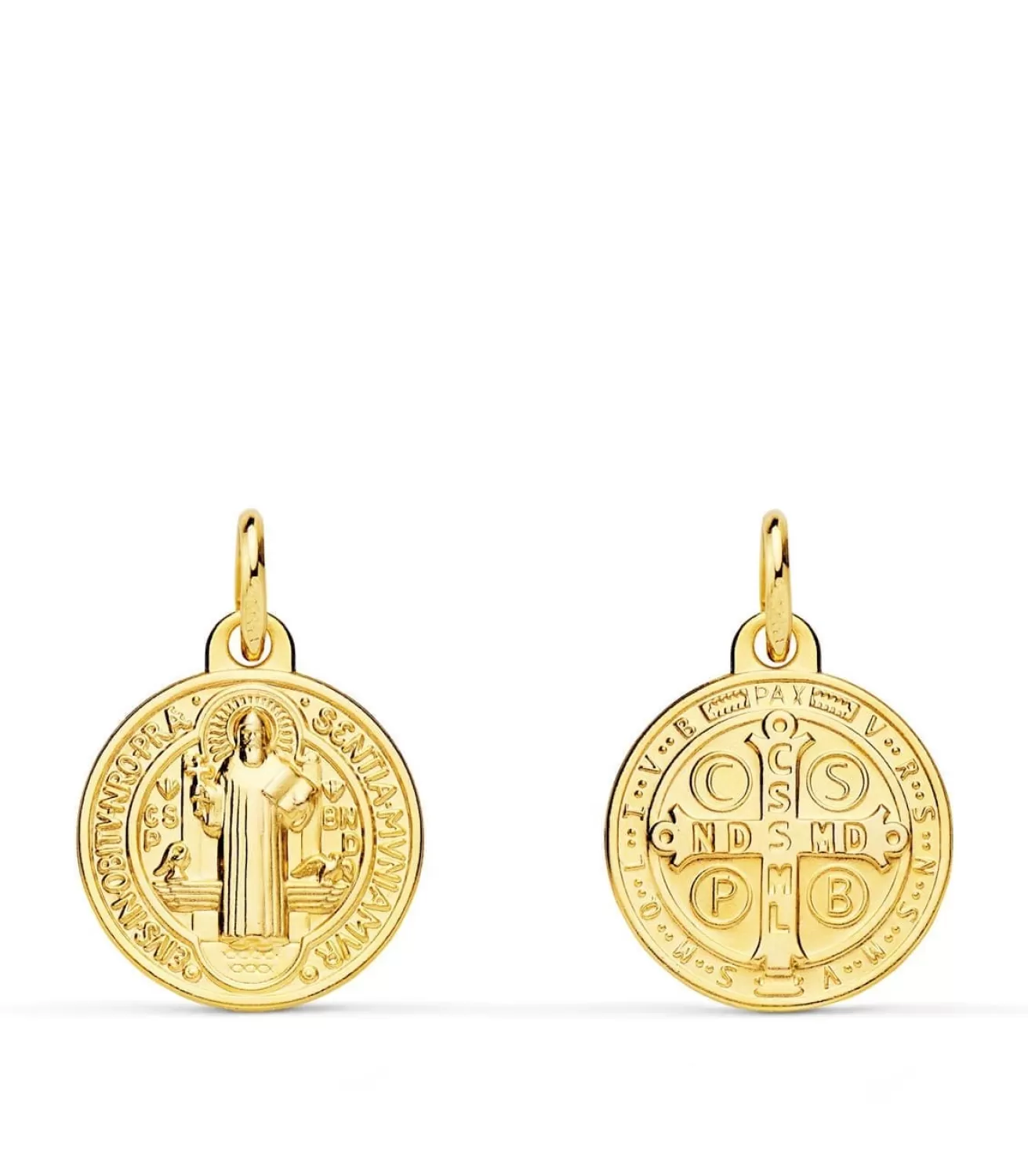 Medalla Escapulario San Benito Monje Oro 18K 14Mm<Alda Joyeros Store