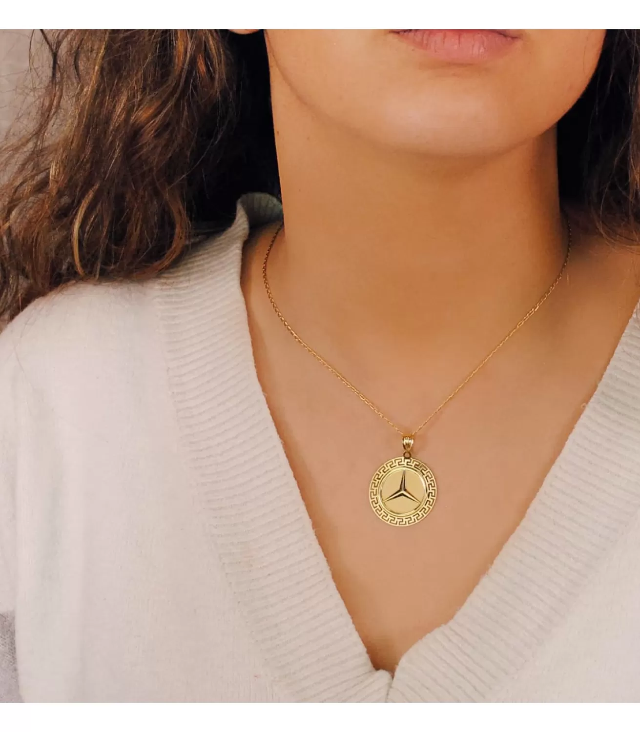 Medalla Estrella Oro Amarillo 18K 27 Mm Greca<Alda Joyeros New