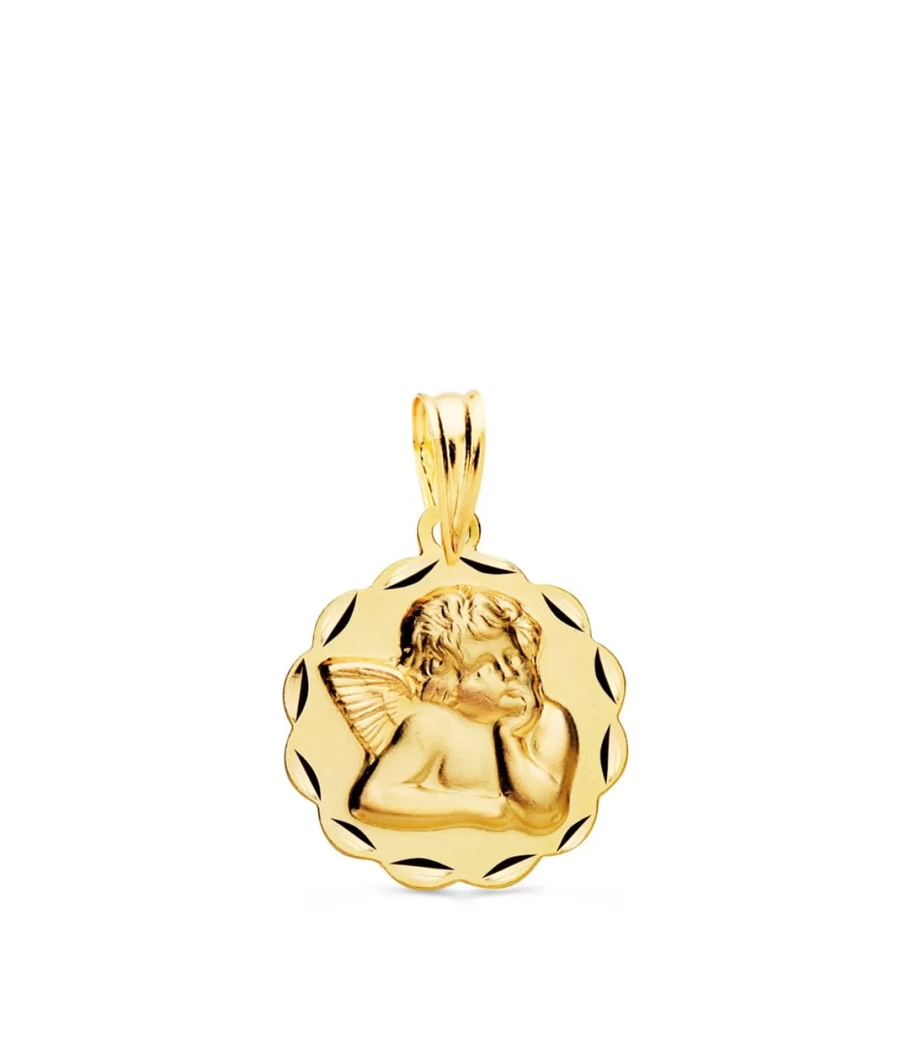 Medalla Flor Ángel Oro Amarillo 18K 14Mm<Alda Joyeros Fashion