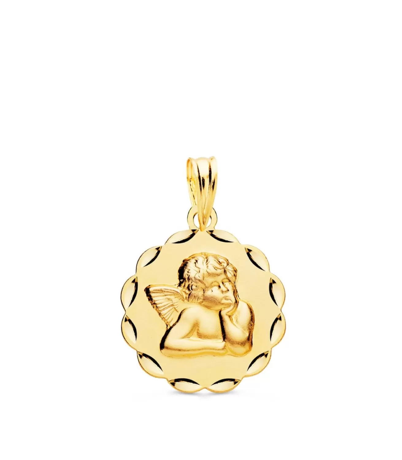 Medalla Flor Ángel Oro Amarillo 18K 17Mm<Alda Joyeros Best Sale