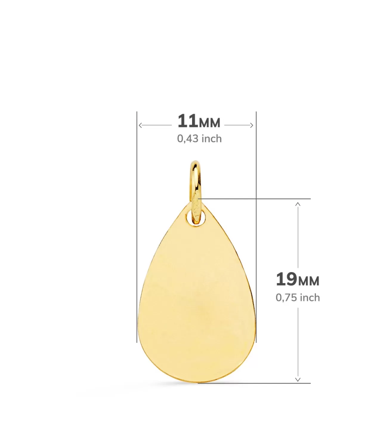 Medalla Gota Virgen Niña Brillo Oro 18K 19 Mm<Alda Joyeros Online