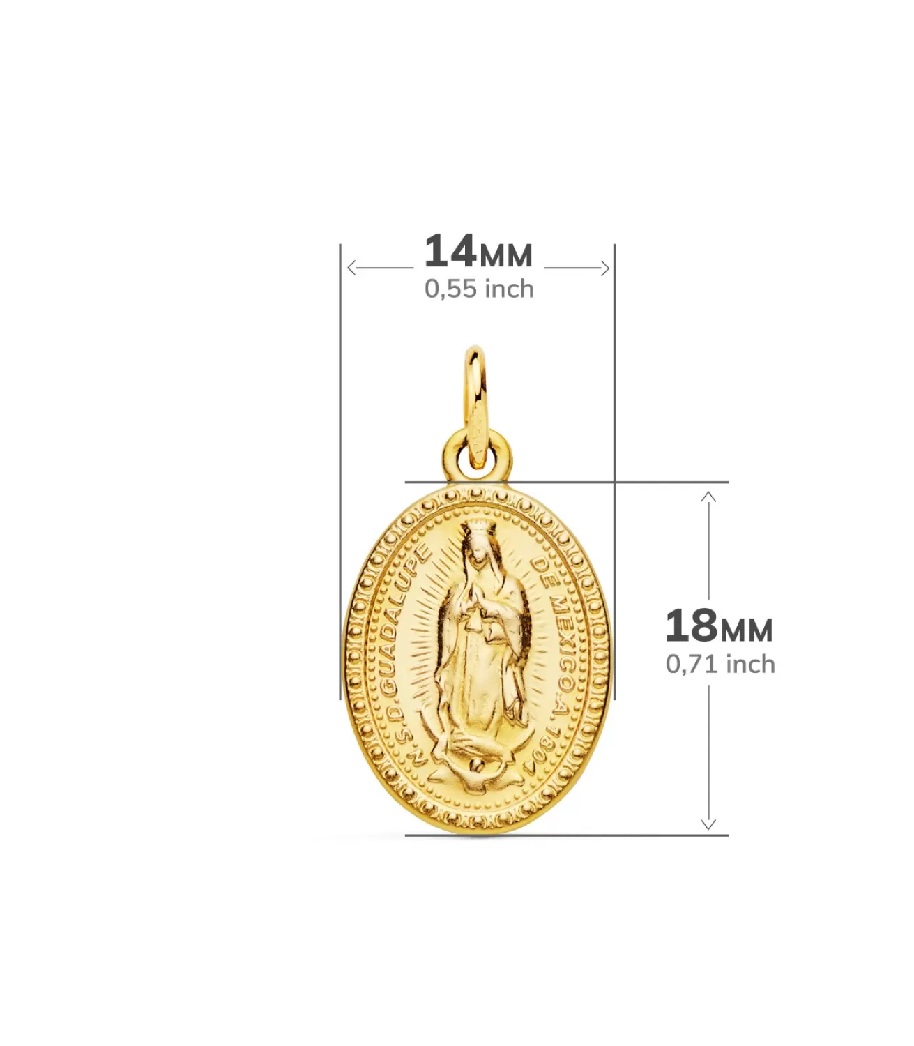 Medalla Guadalupe Bandera Mexico Oro 18K 18Mm Oval<Alda Joyeros Online