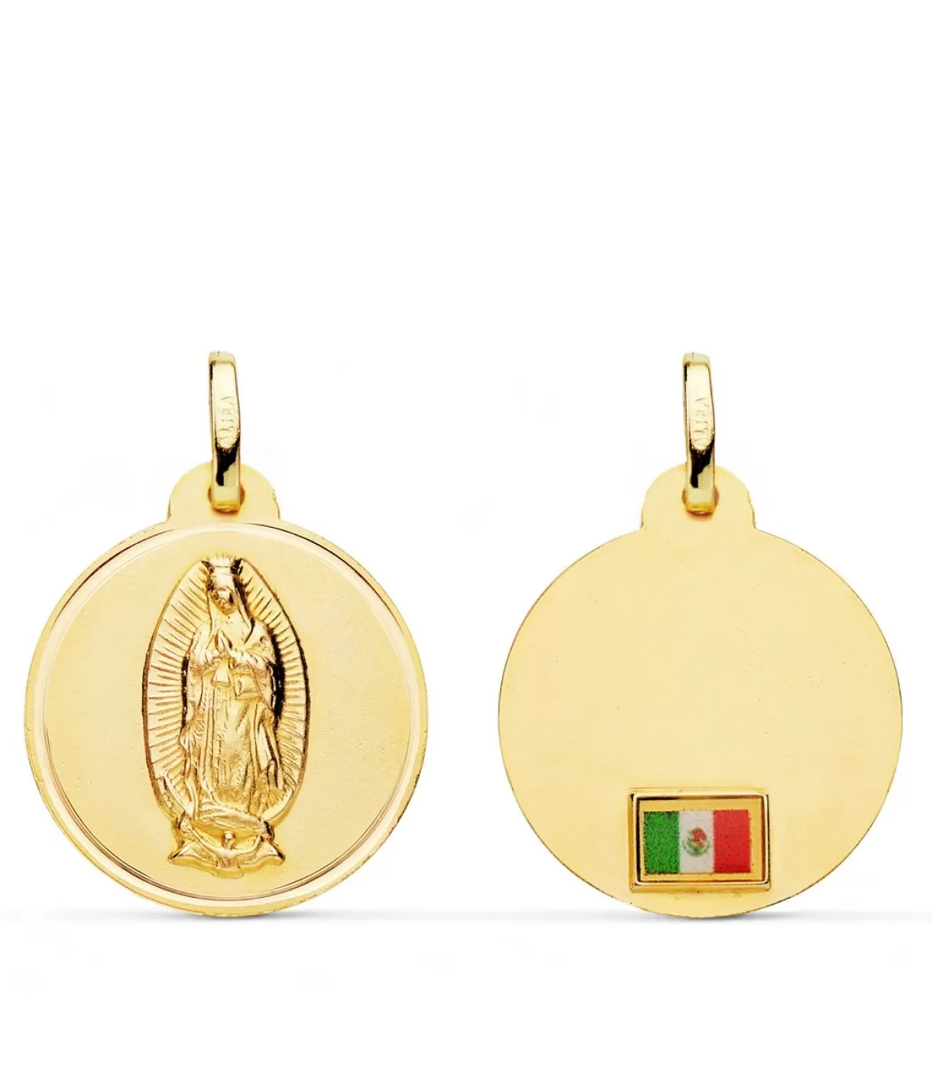 Medalla Guadalupe Bandera Mexico Oro 18K 20Mm Bisel<Alda Joyeros Outlet