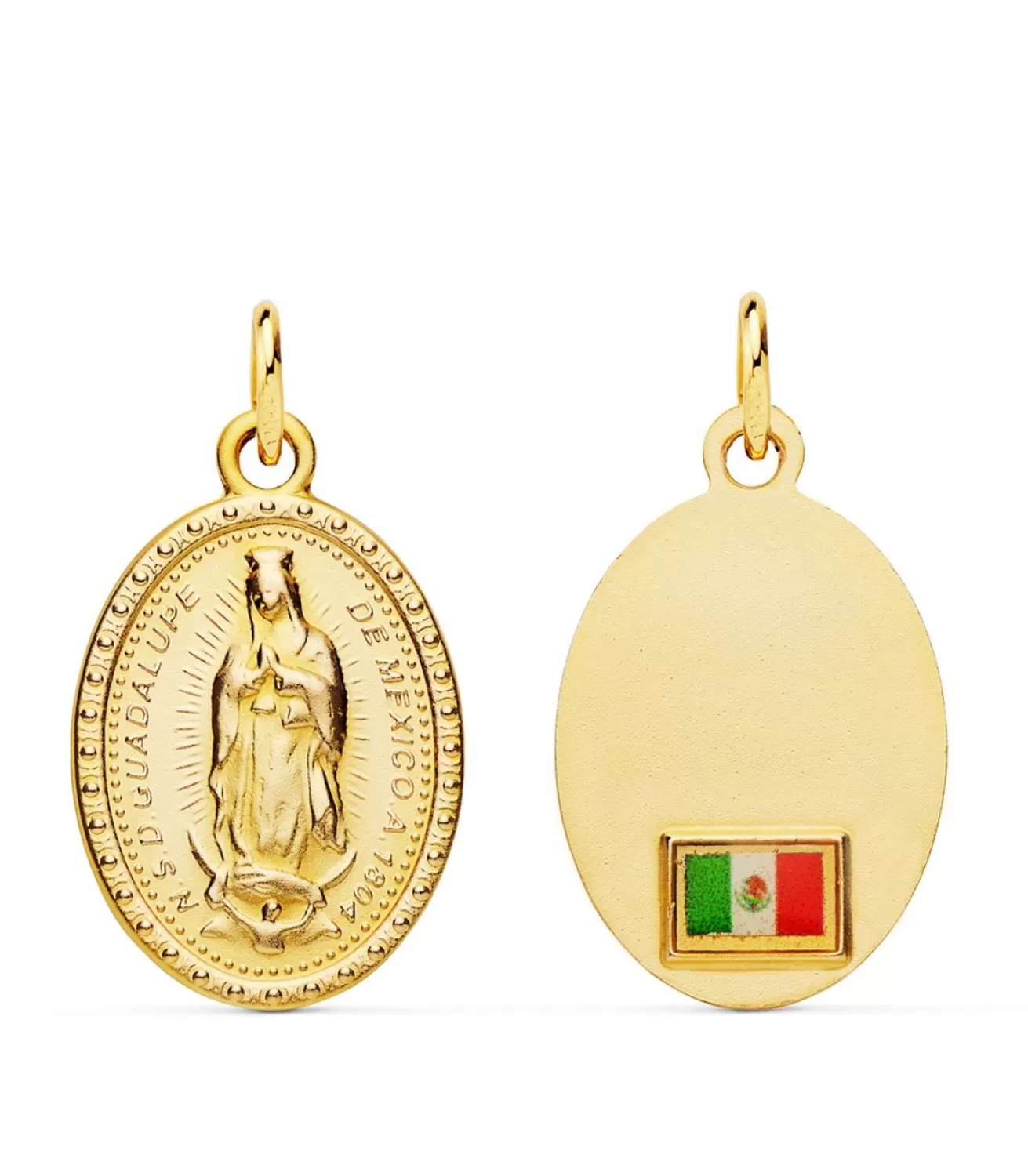 Medalla Guadalupe Bandera Mexico Oro 18K 20Mm Oval<Alda Joyeros Cheap