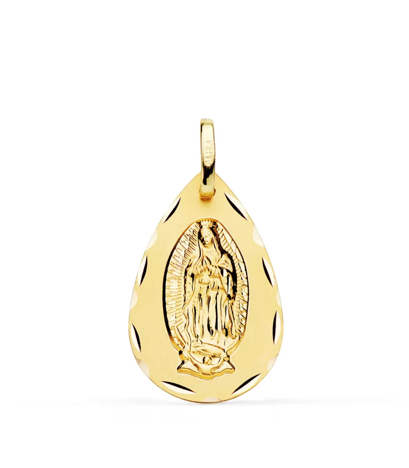 Medalla Guadalupe Mexico Oro 18K 23Mm Gota Tallada<Alda Joyeros Store