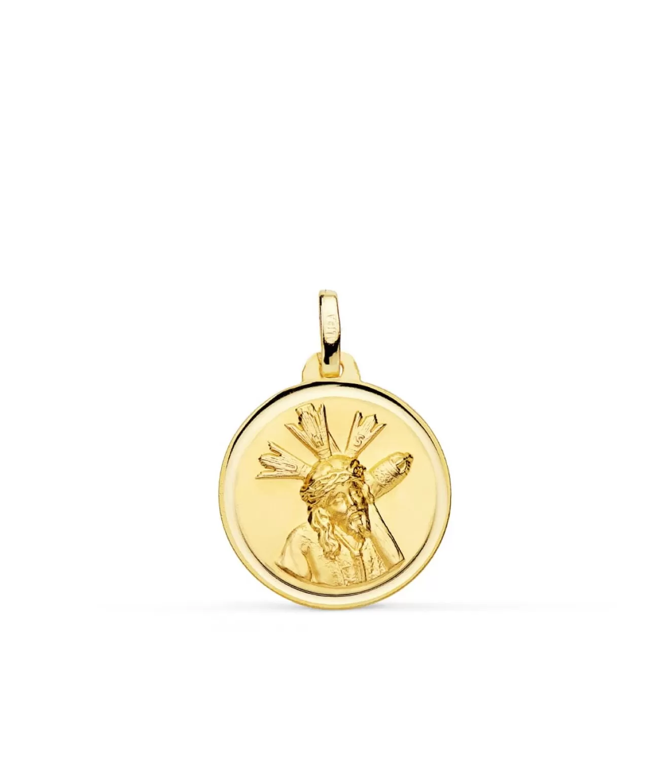 Medalla Jesus Del Gran Poder 18K 18Mm Bisel<Alda Joyeros Sale