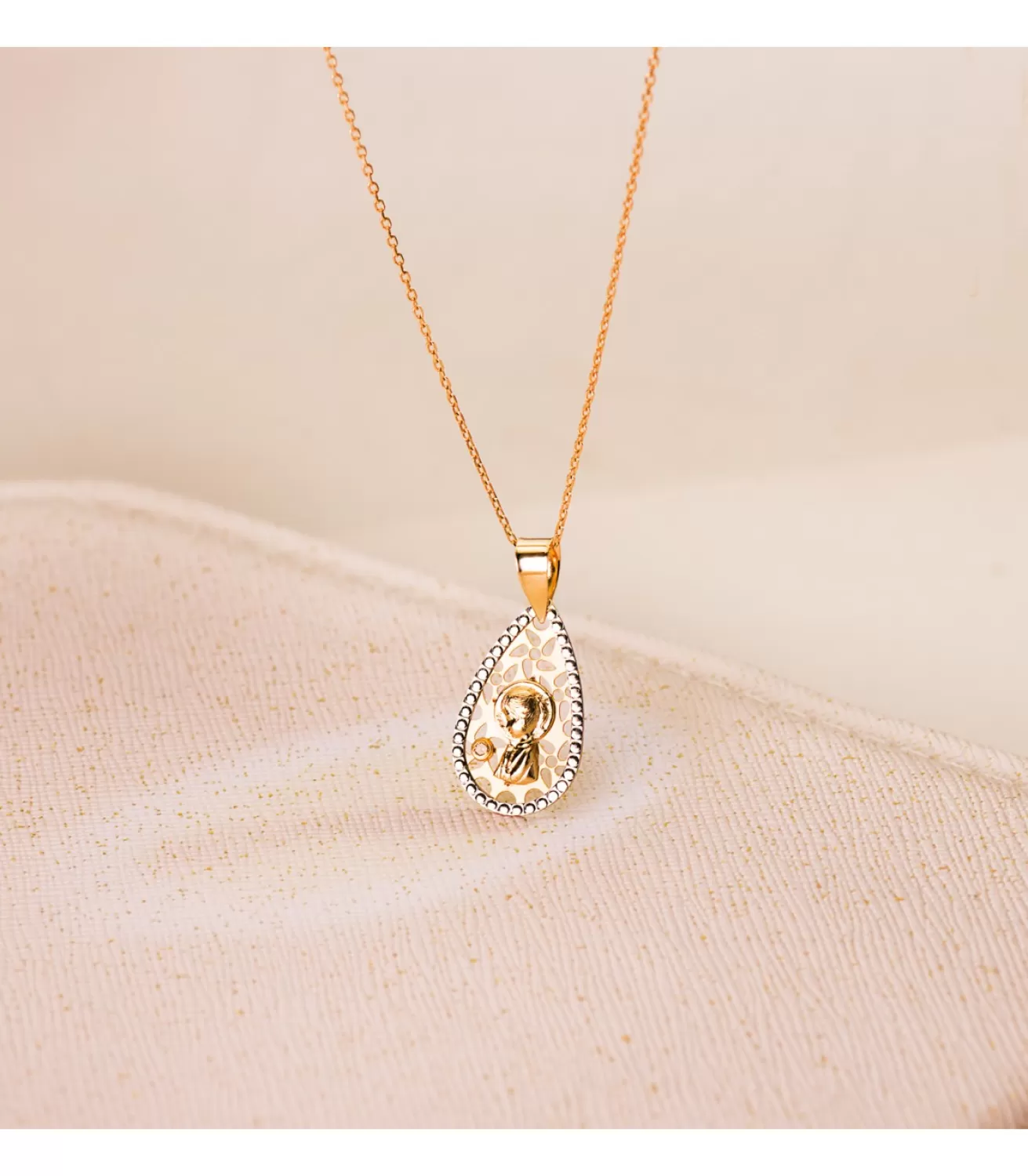 Medalla Lagrima Virgen Niña Oro Bicolor 18K<Alda Joyeros Cheap