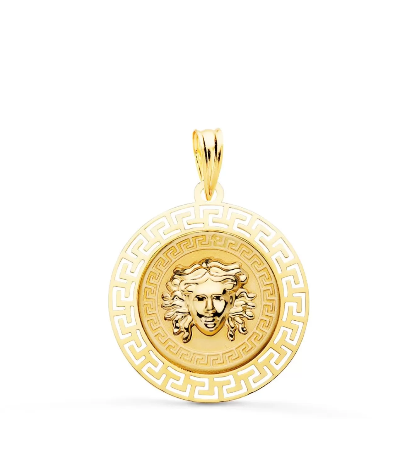 Medalla Medusa Oro Amarillo 18K 20 Mm Greca<Alda Joyeros Clearance