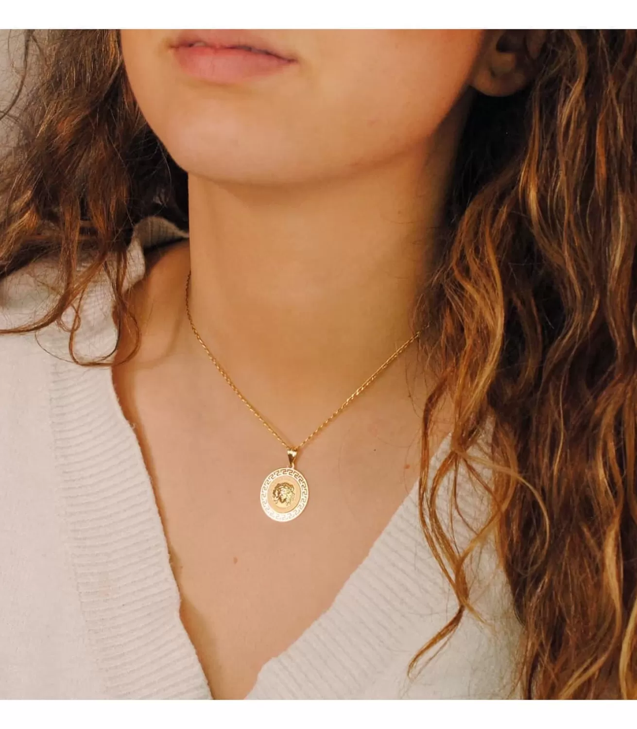 Medalla Medusa Oro Amarillo 18K 20 Mm Greca<Alda Joyeros Clearance