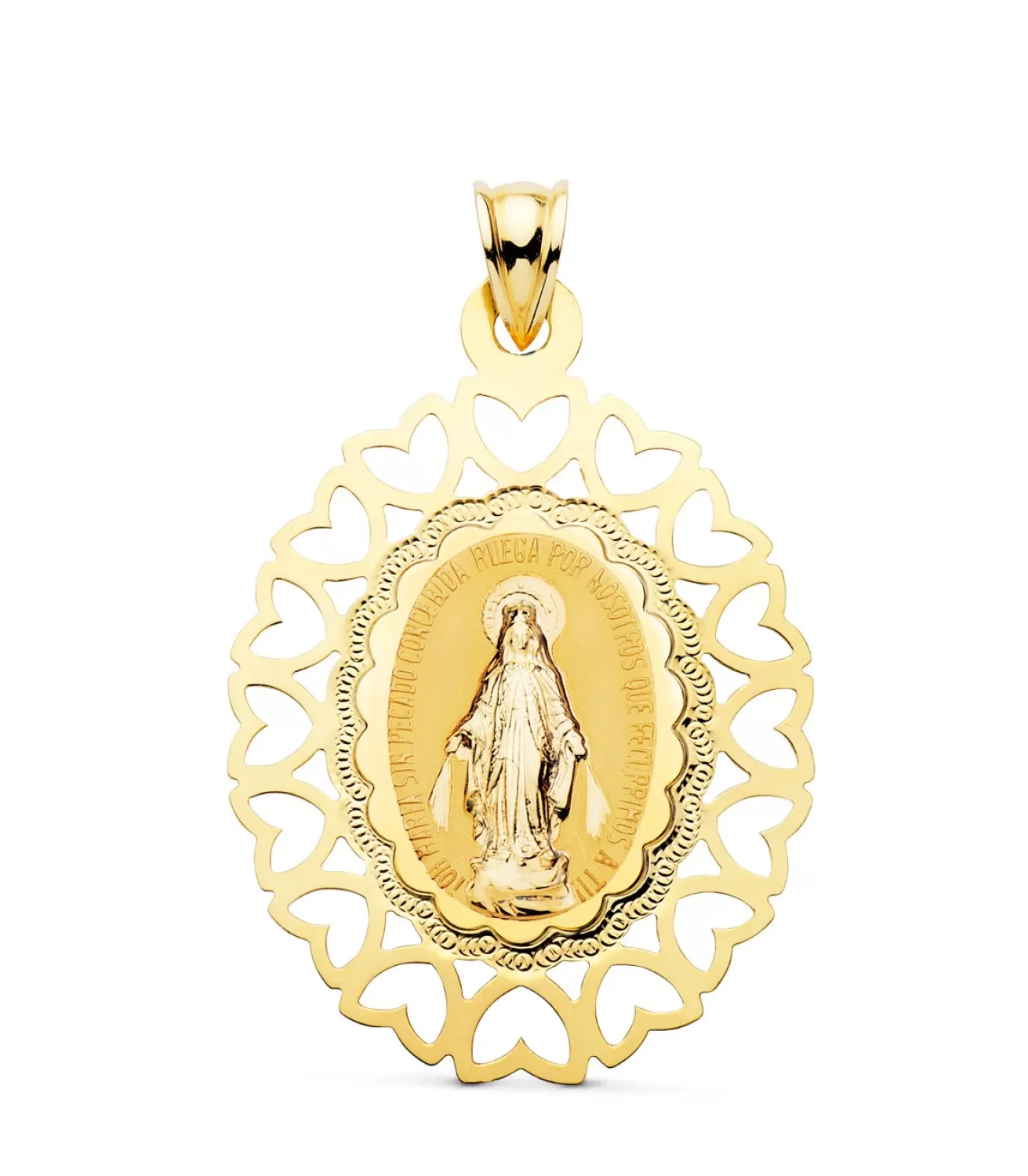 Medalla Milagrosa Oro 18K 40 Mm Cerco Corazon<Alda Joyeros Cheap