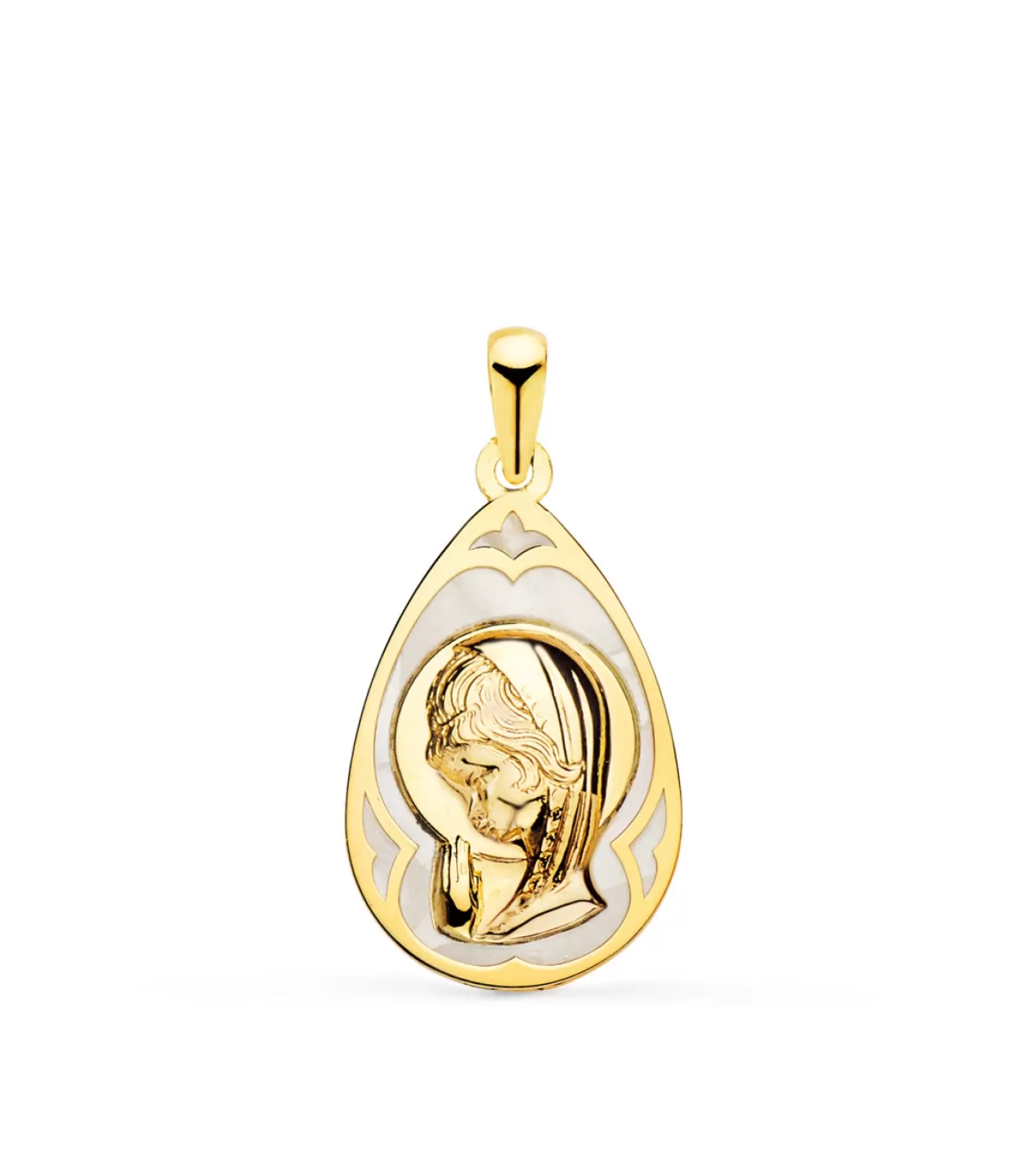 Medalla Nacar Virgen Niña Gota Oro 18 K 19 Mm<Alda Joyeros Best Sale
