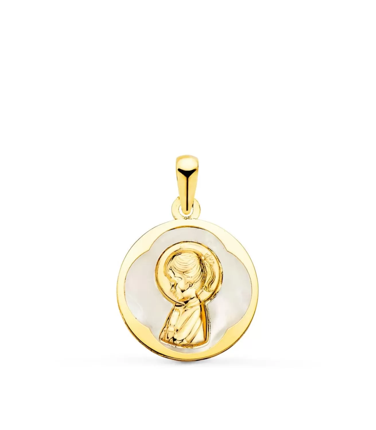 Medalla Nacar Virgen Niña Oro 18K 15 Mm<Alda Joyeros Outlet
