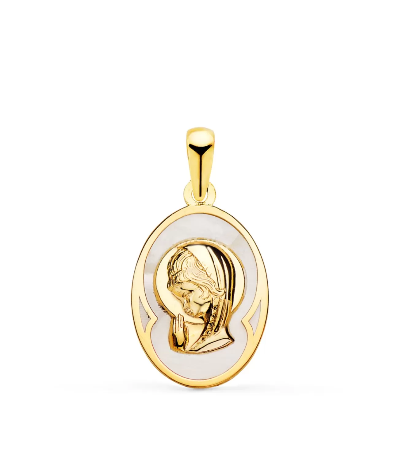 Medalla Nacar Virgen Niña Oval Oro 18 K 17 Mm<Alda Joyeros Cheap