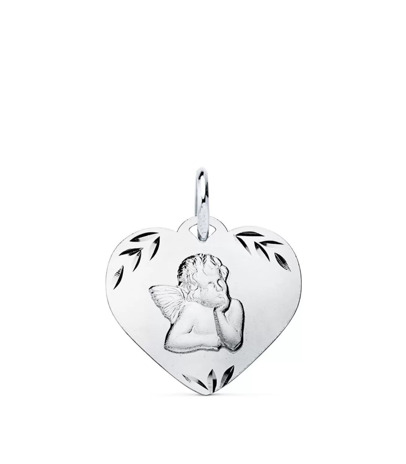 Medalla Ángel Burlon Oro Blanco 9K Corazon<Alda Joyeros Outlet