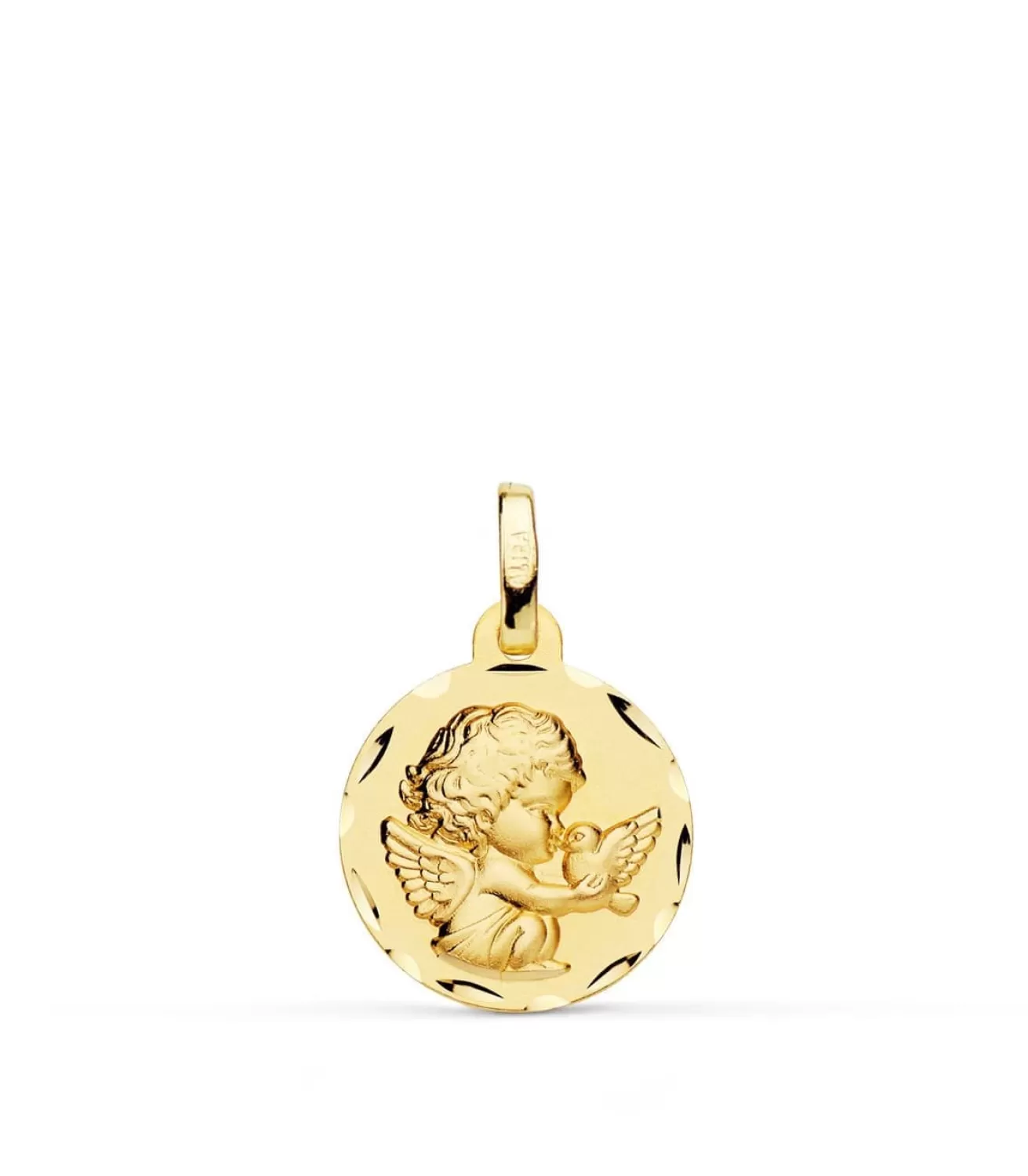 Medalla Ángel Burlon Y Pajaro Oro Amarillo 18K 14Mm<Alda Joyeros Discount