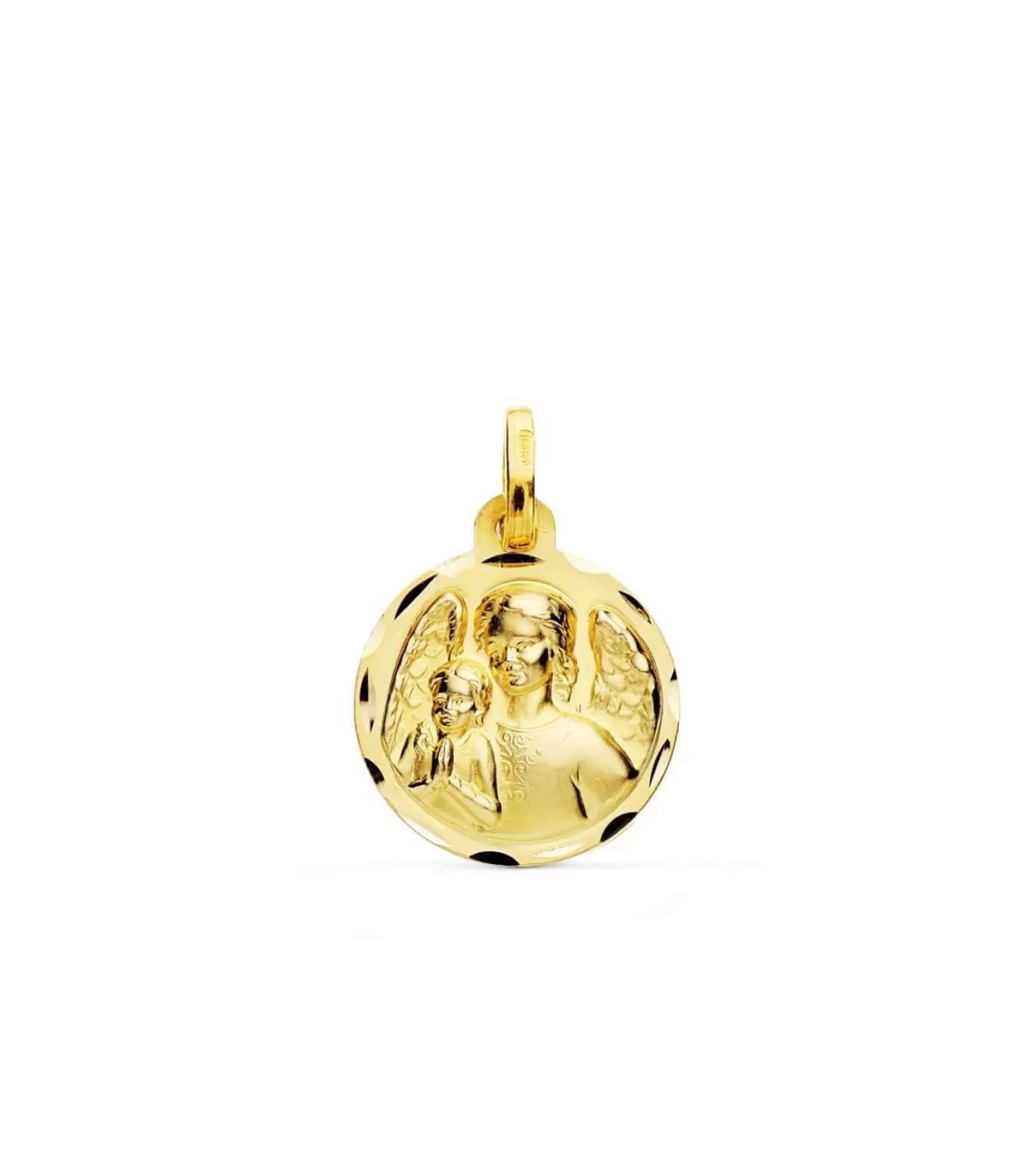 Medalla Ángel De La Guarda Protector Oro 18K 16 Mm<Alda Joyeros Online