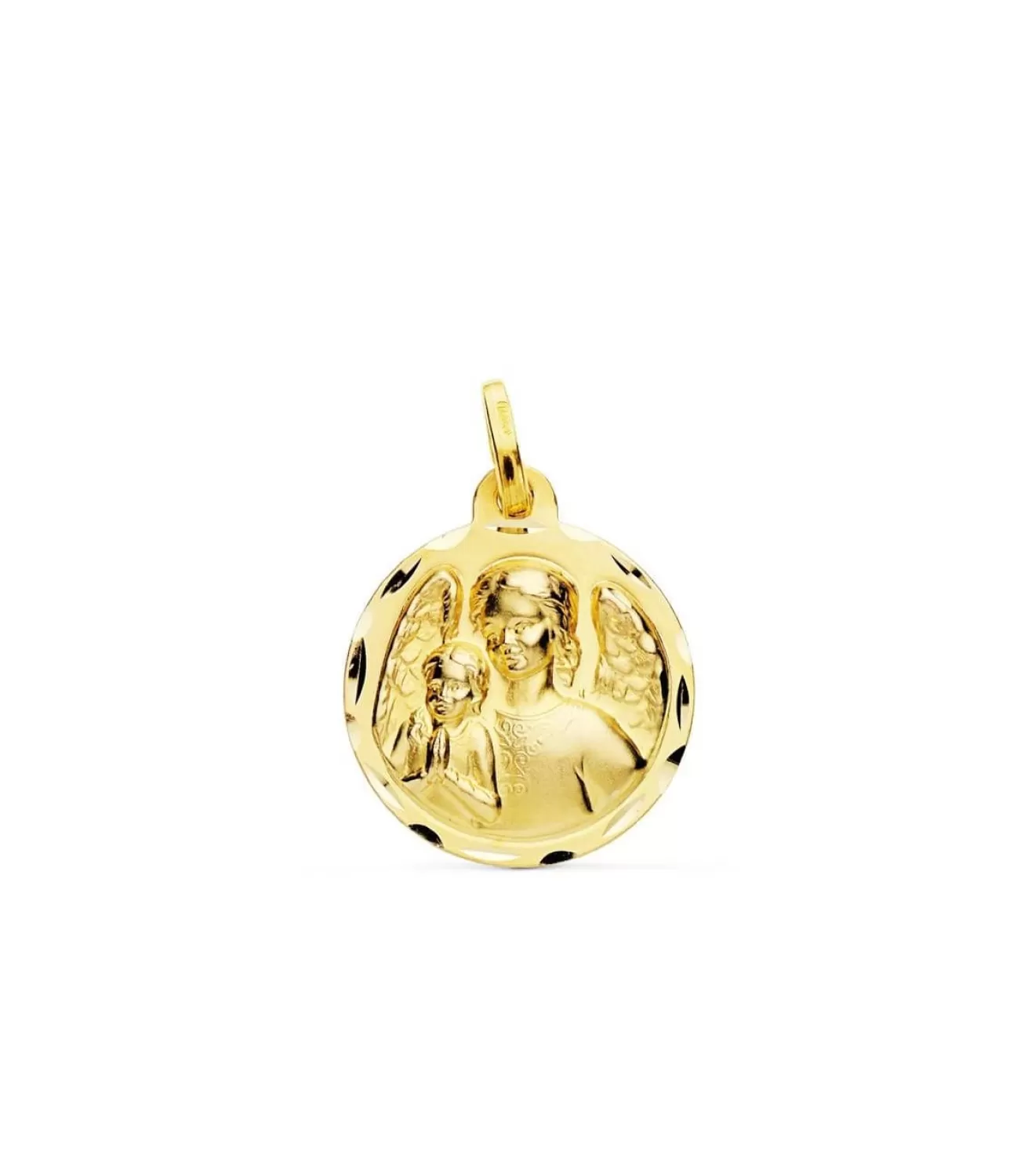 Medalla Ángel De La Guarda Protector Oro 18K 18Mm<Alda Joyeros Store
