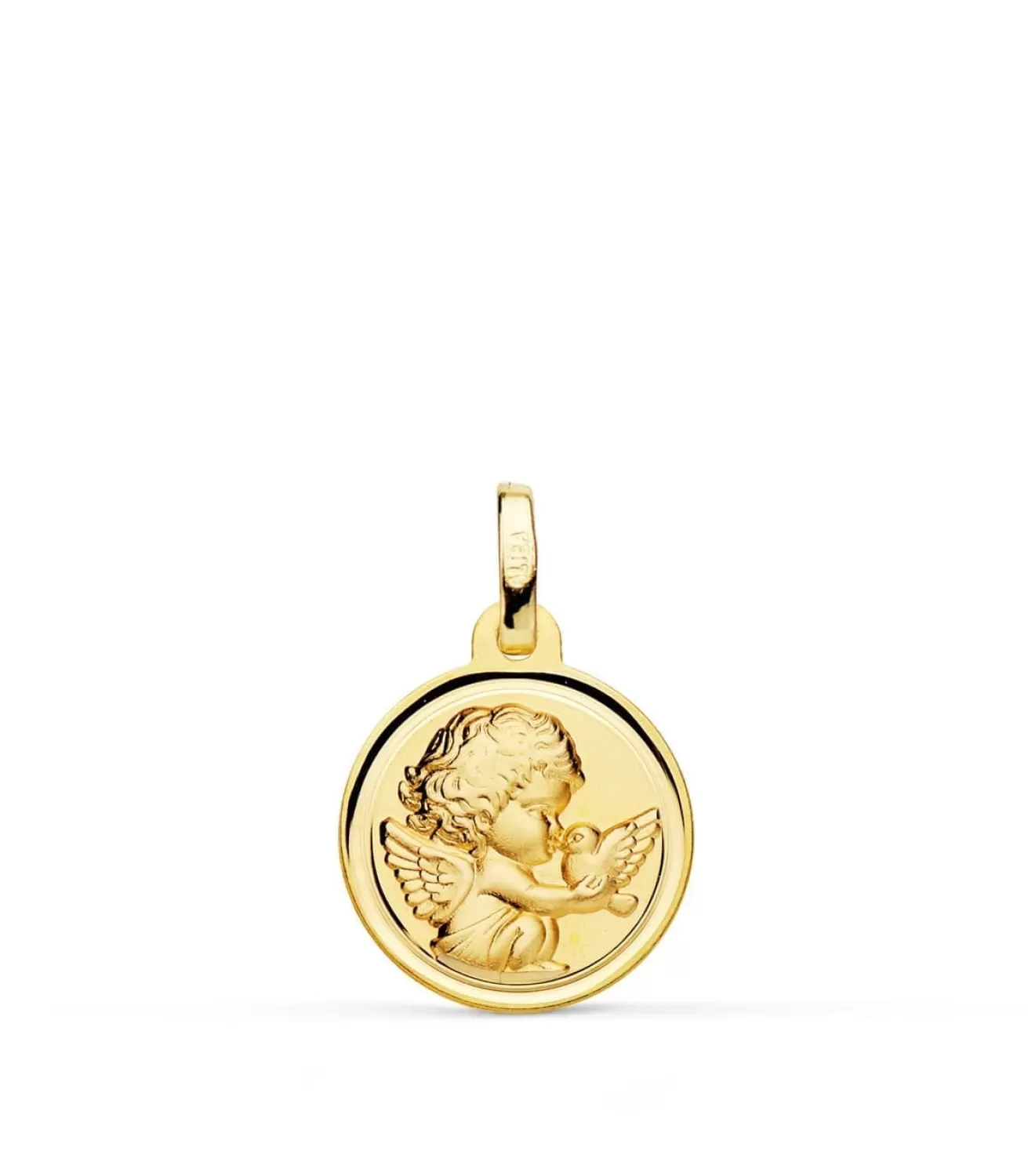Medalla Ángel Y Pajaro Oro Amarillo 18K 14Mm Bisel<Alda Joyeros Hot